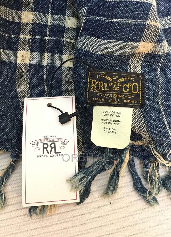 RRL Ralph Lauren RRL Blue Check Cotton Scarf Size ONE SIZE - 1 Thumbnail