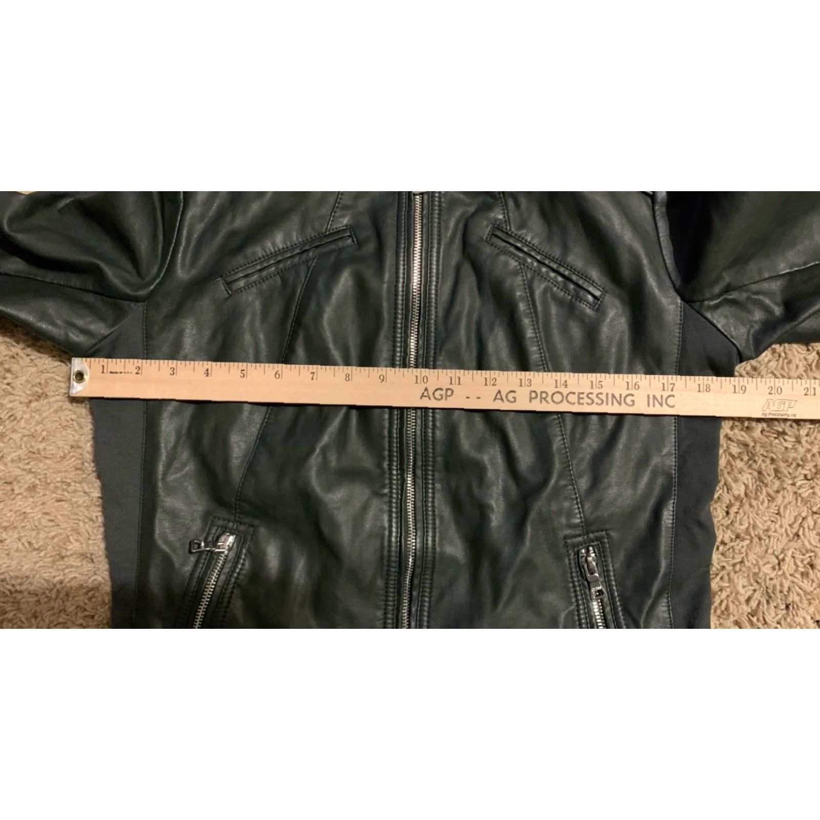 Guess GUESS Jacket Women's Biker Mid-Length Zip Black L Side-Stretch Panels 2193 Size L / US 10 / IT 46 - 4 Thumbnail
