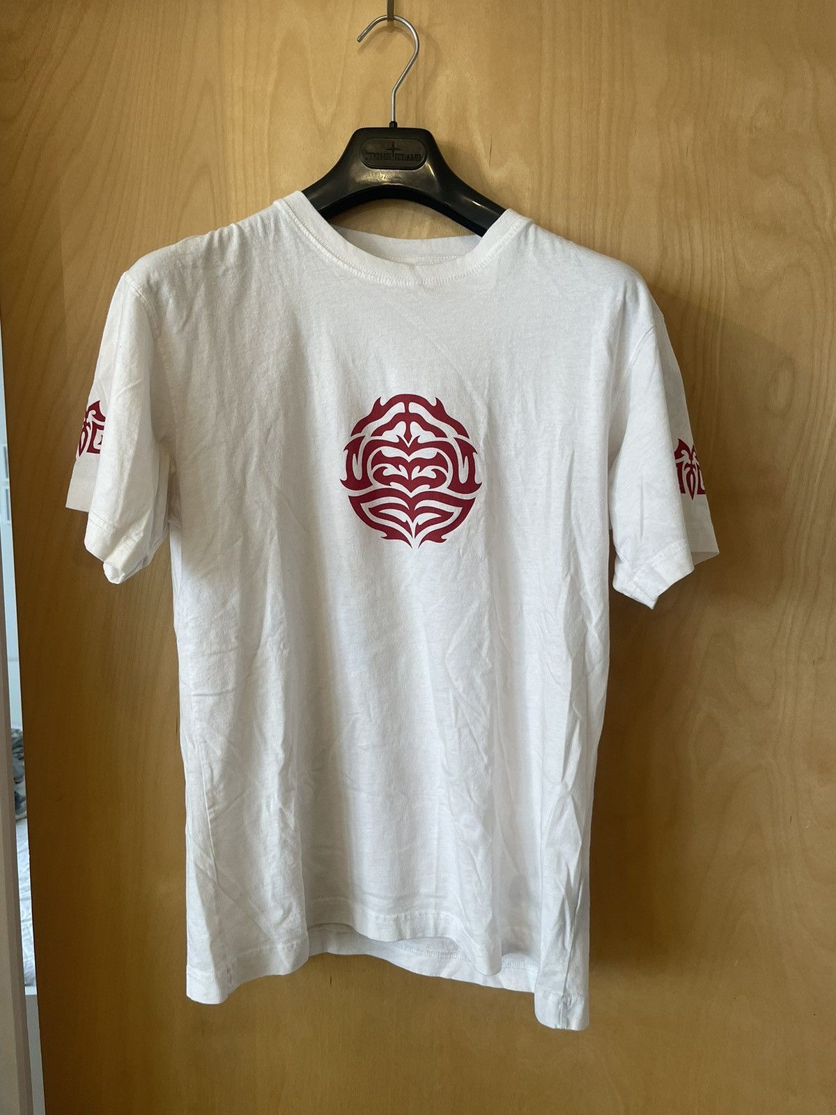 image of Vetements Tribal T-Shirt in White/Red, Men's (Size XS)