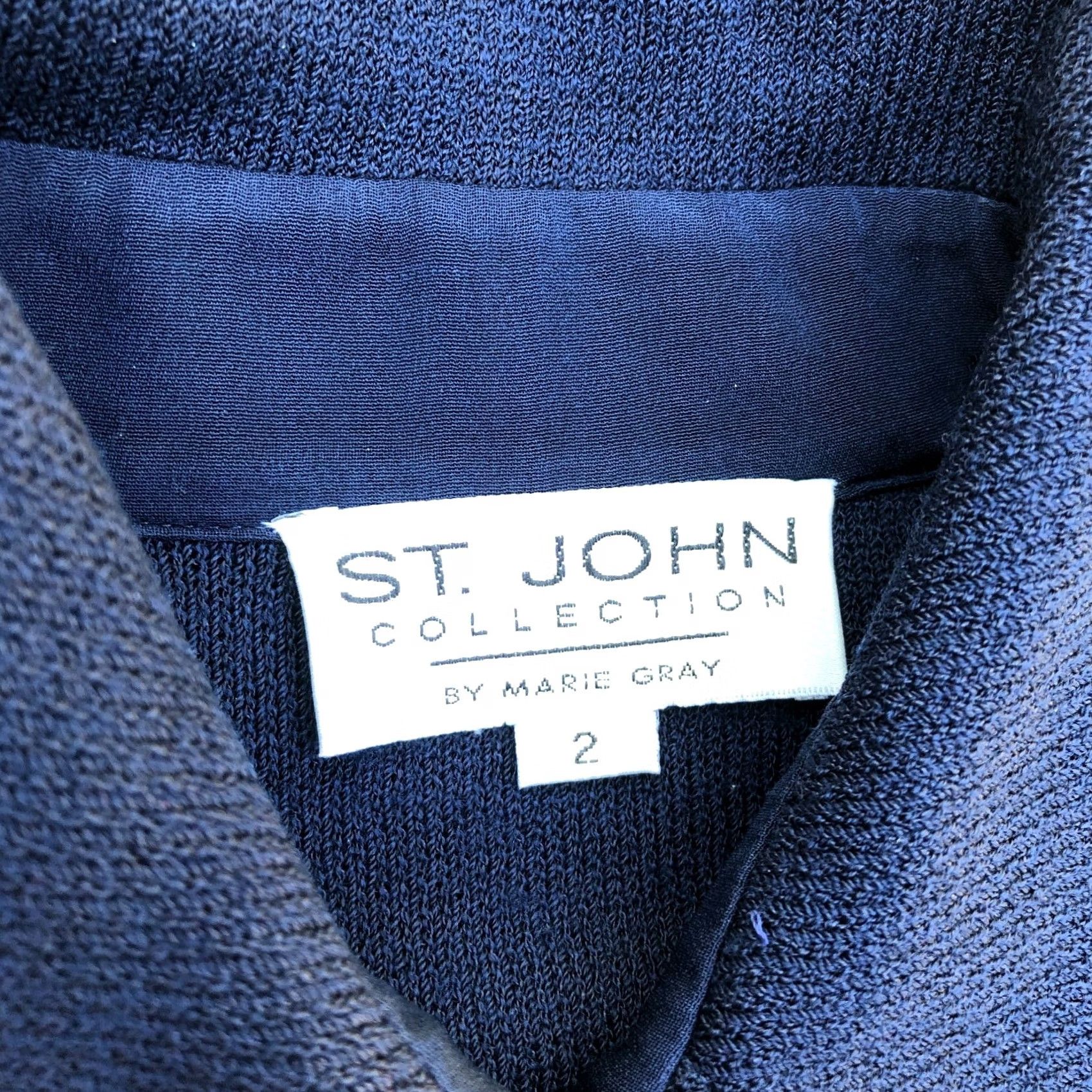 Vintage VTG ST JOHN Collection Marie Gray Santana Knit Jumpsuit Romper Blue Designer Size 26" / US 2 / IT 38 - 5 Thumbnail