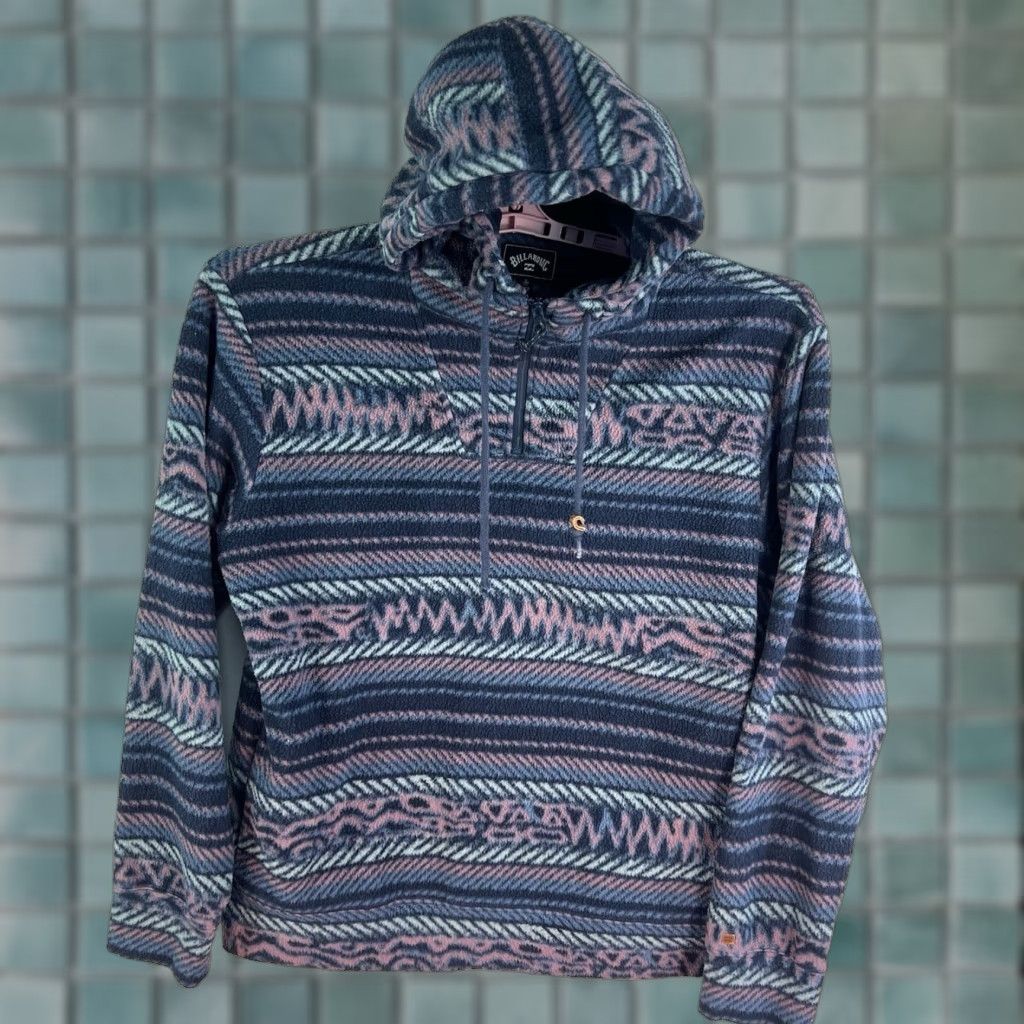 Billabong Billabong Geometric Print Pullover Fleece Sweatshirt Mens L Blue Aztec Pattern Size US L / EU 52-54 / 3 - 1 Thumbnail
