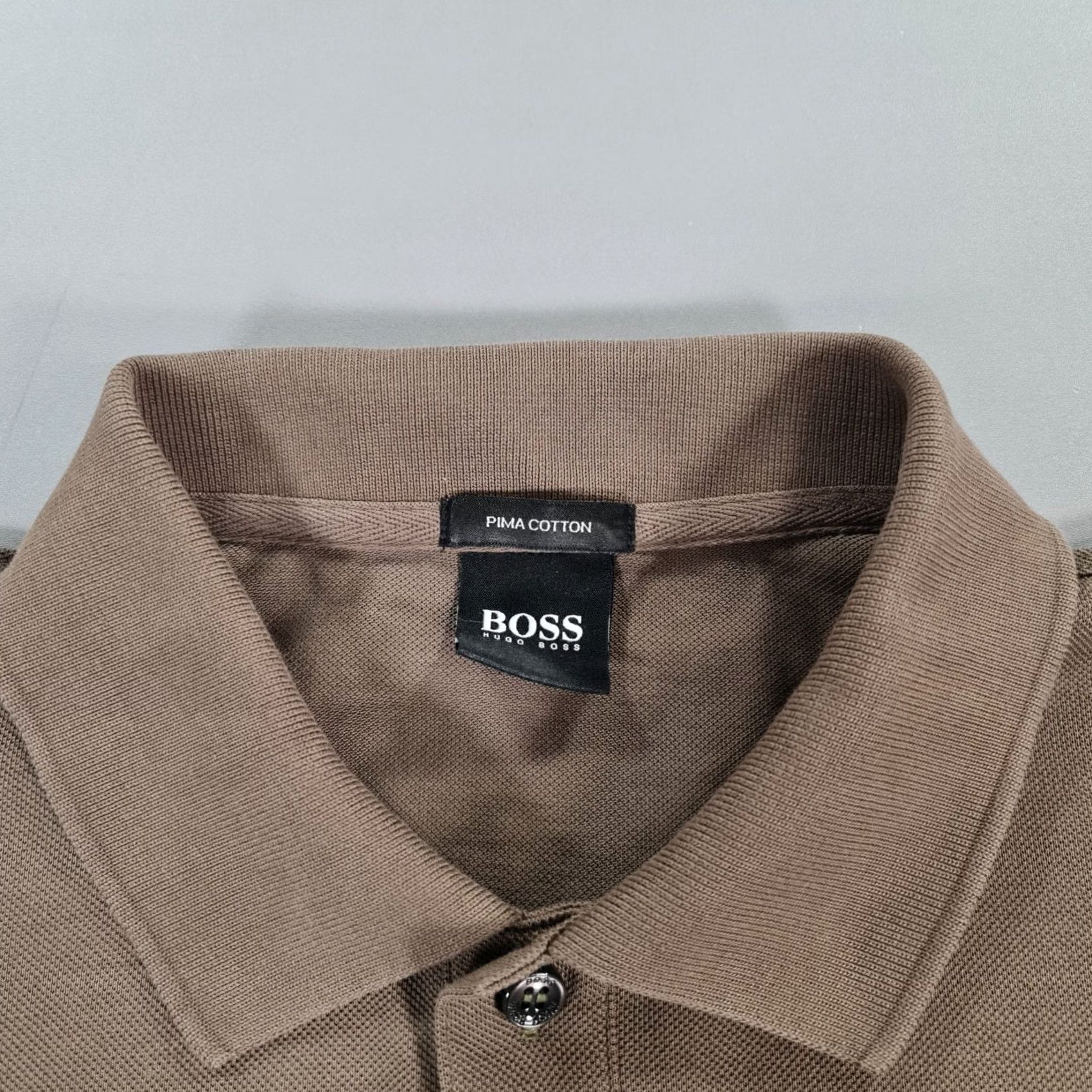 Hugo Boss HUGO BOSS Polo Shirt Mens Brown Small S Pima Cotton Long Sleeve Collared Button Logo Jersey Casual Vintage: No Size US S / EU 44-46 / 1 - 3 Thumbnail