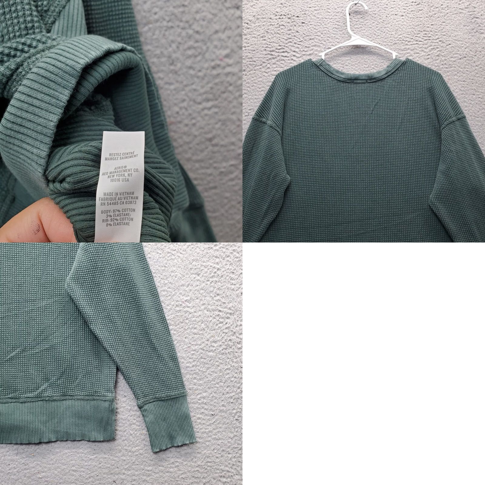 Vintage Offline by Aerie Womens XS Green Oversized T-Shirt Slit Round Neck Knit Casual Shirts Size XS / US 0-2 / IT 36-38 - 8 Thumbnail