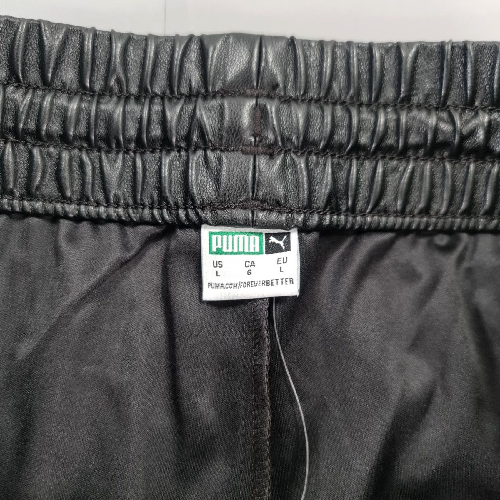 Puma PUMA Womens Trousers Black Large Faux Leather Straight Leg Elastic Waist Pockets 535692 Size 36" / US 14 / IT 50 - 4 Thumbnail
