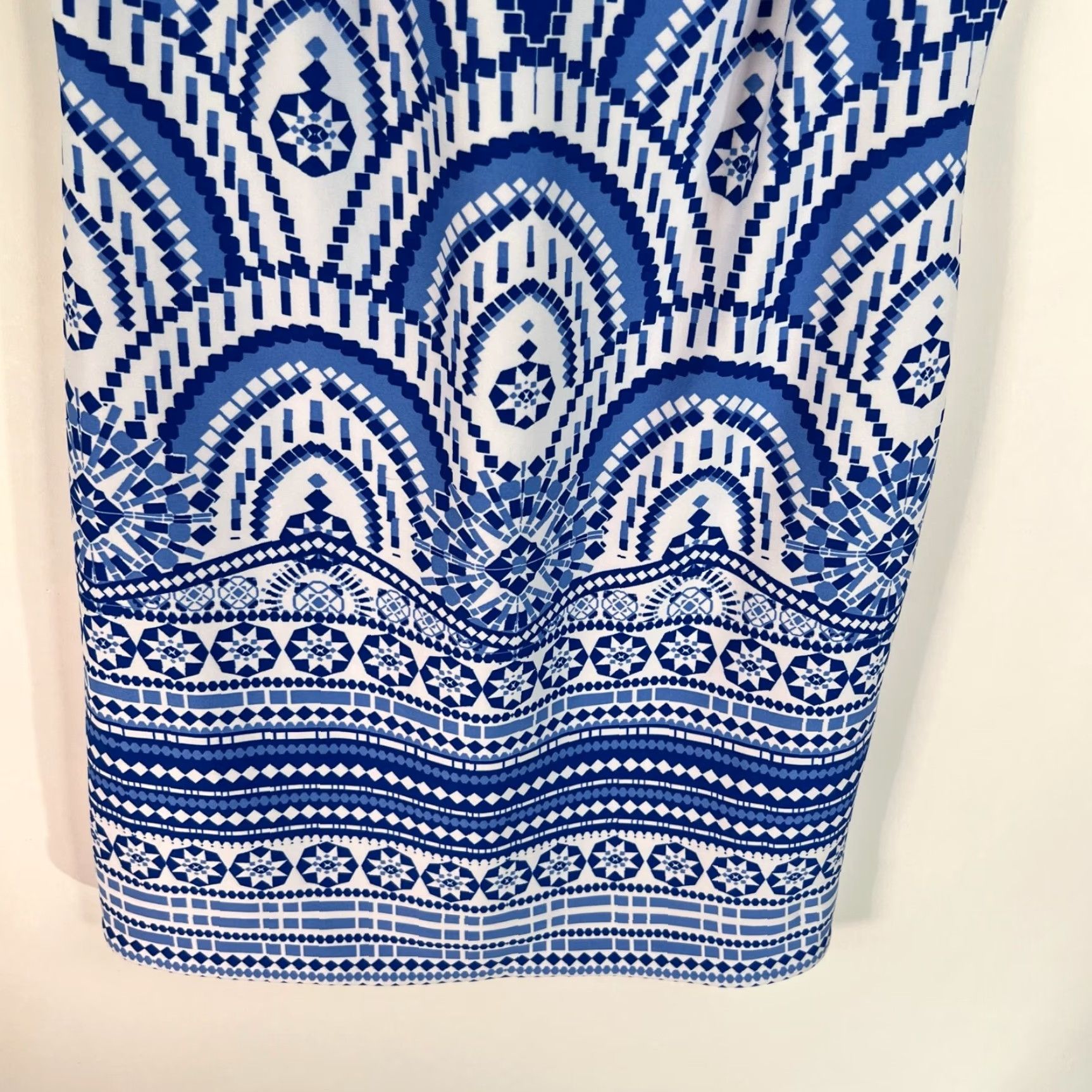 Vintage Just Taylor Print Sleeveless Knit Shift Dress Women's Size 10 Blue and White Size L / US 10 / IT 46 - 3 Thumbnail