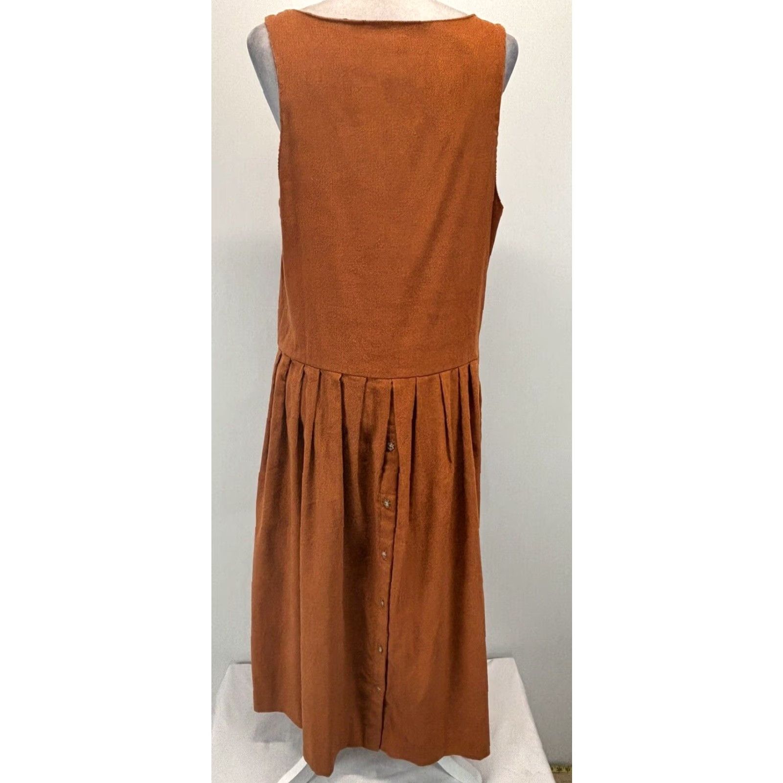 Vintage VINTAGE Fenwick Corduroy Jumper Midi Dress Sz 14 Women’s Pockets Sleeveless Made USA Burnt Orange 1990s Modest Womens Size XL / US 12-14 / IT 48-50 - 3 Thumbnail