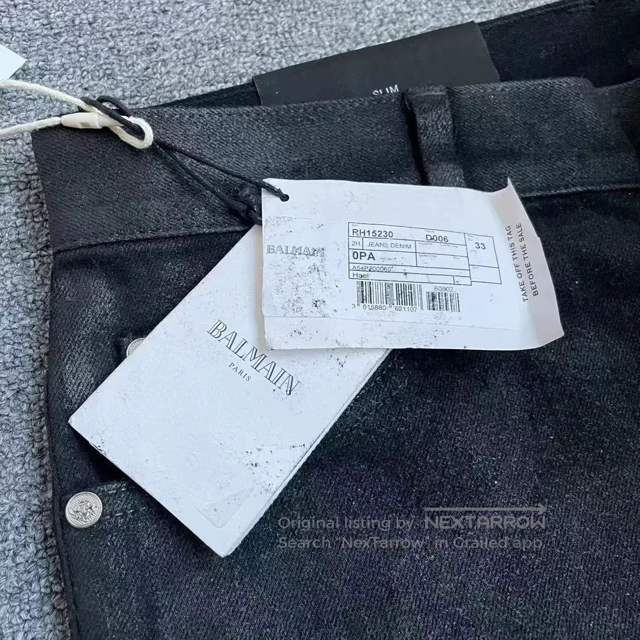 Balmain BALMAIN Wax-Coated Distressed Jeans. Size US 33 - 7 Thumbnail