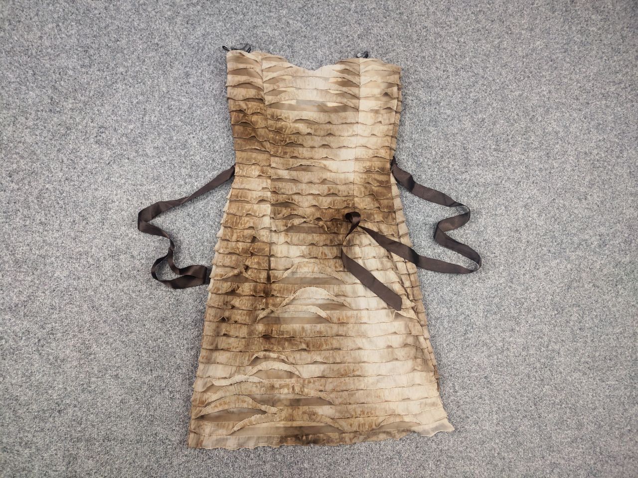 Morgan De Toi Vintage Y2K Morgan de toi strapless Mini dress ruffles brown Size S / US 4 / IT 40 - 9 Thumbnail