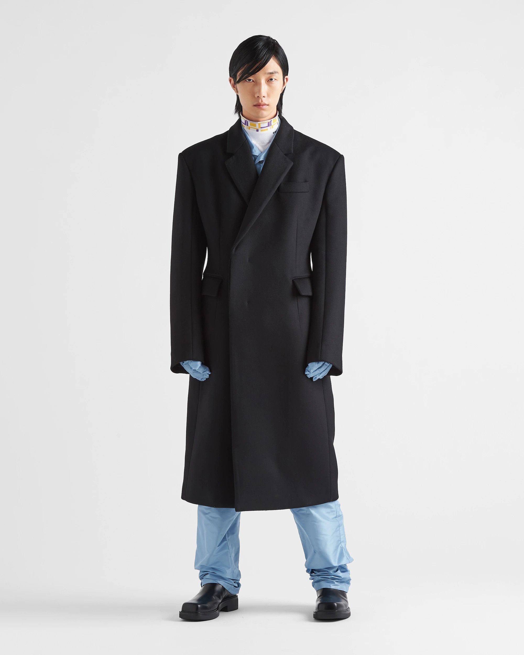 Prada Runway Double-Breasted Wool Coat in Black Size US S / EU 44-46 / 1 - 1 Thumbnail