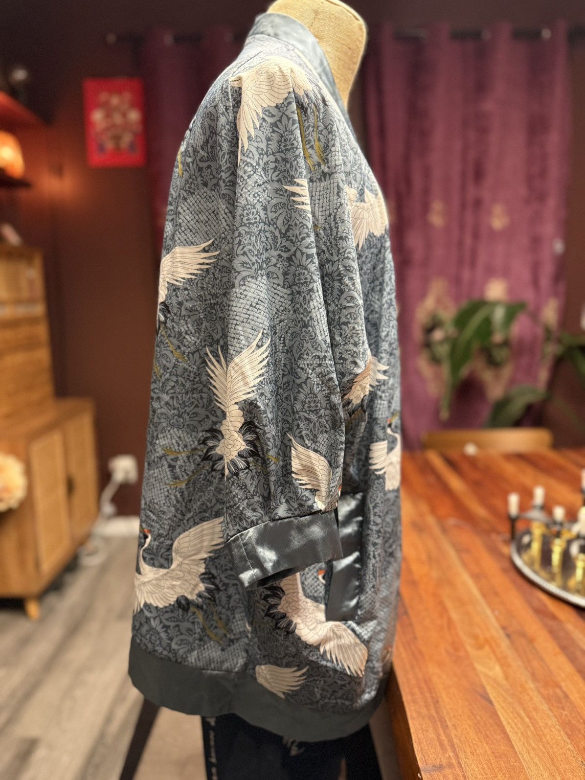 Other Silky Crane Print Kimono Jacket – Tranquil Elegance Size M / US 6-8 / IT 42-44 - 4 Thumbnail