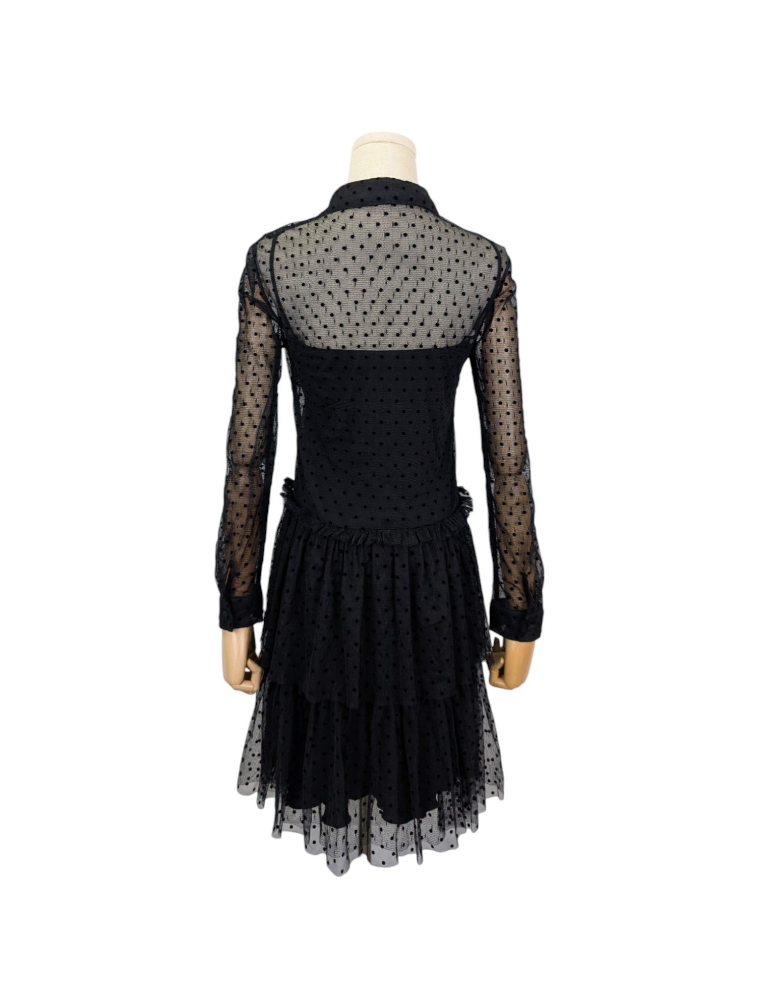 RED Valentino Black One-Piece Polka Dots Meshed Dress With Underlaying Size XS / US 0-2 / IT 36-38 - 2 Thumbnail