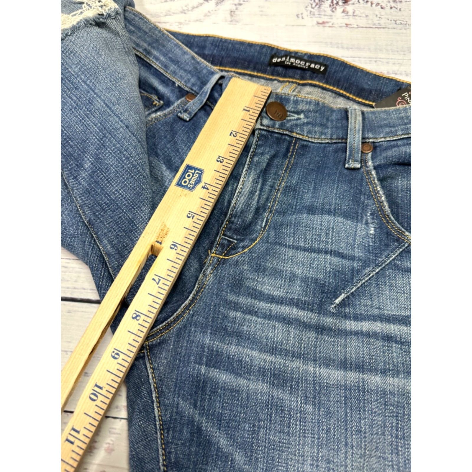 Vintage VINTAGE Denimocracy Cropped Denim Jeans Womens 25 Blue Distressed 5-Pocket New Size 42" / US 20 - 3 Thumbnail