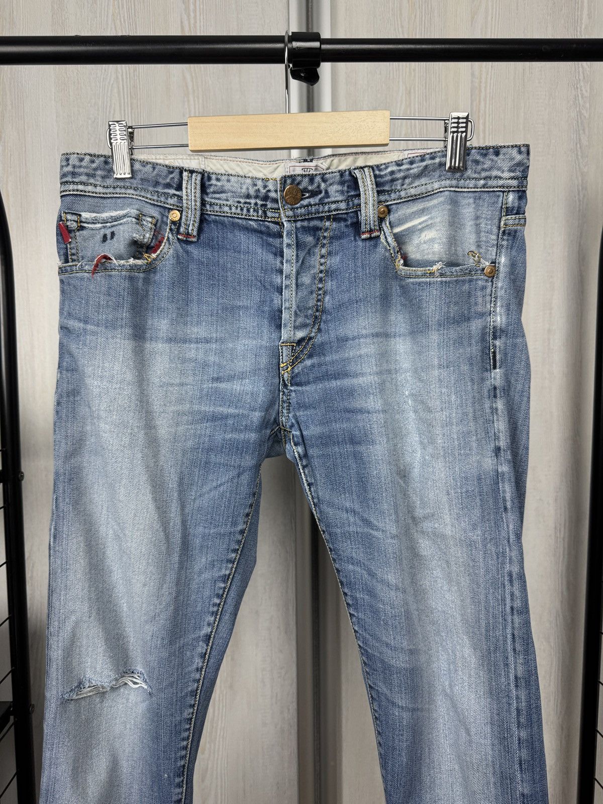 Other Sartoria Tramarossa 1967 blue faded distressed denim jeans Size US 34 / EU 50 - 4 Thumbnail