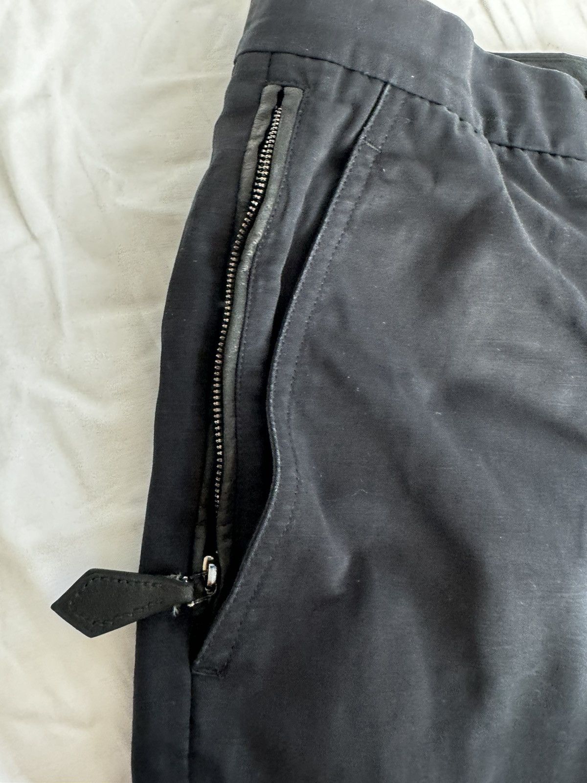 Hermes Hermes black linen cotton pants with leather detailing Size US 31 - 1 Thumbnail