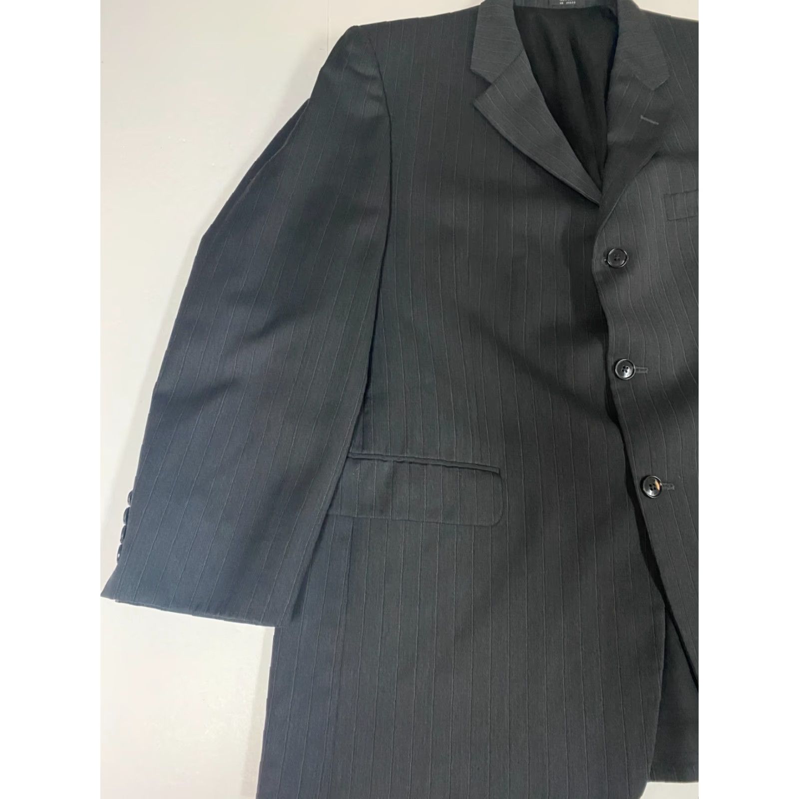 Jones New York Jones New York Blazer Mens 44 Black Tweed Wool Polyester Classic Single-Breasted Peak Lapel Jacket Coat Regular Size 44R - 3 Thumbnail