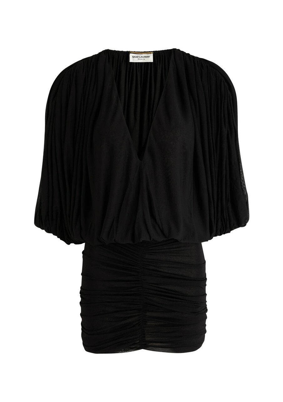 Saint Laurent Paris o1y0126 Mini Dress in Black Size S / US 4 / IT 40 - 1 Thumbnail