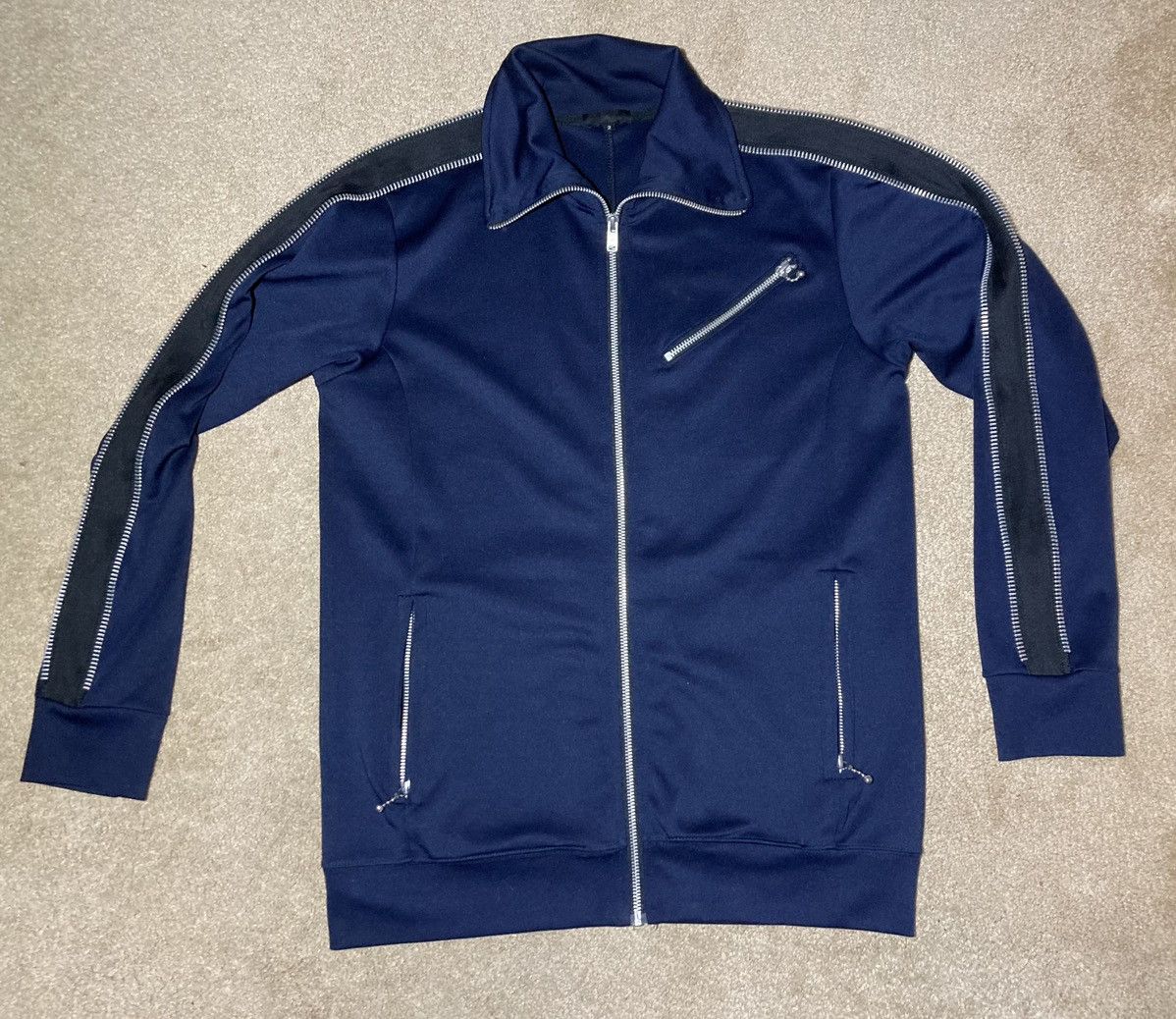 image of 99Is Ss17 is Zipper Track Jacket Piping 2017 99Percentis Navy in Blue, Men's (Size Medium)