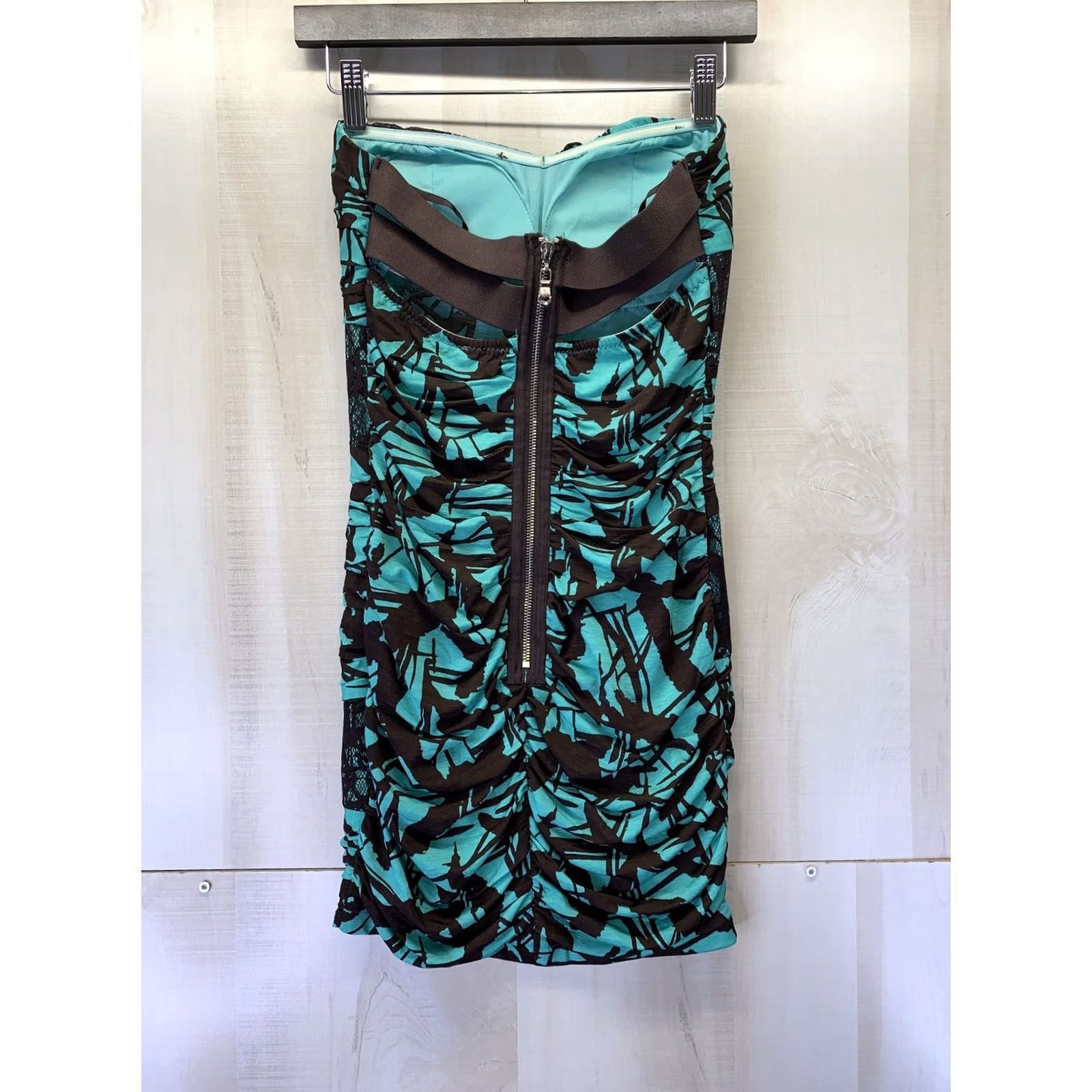 Vintage Windsor Teal Brown Lace Strapless Fitted Short Dress Womens Size S-5542 Dress Size S / US 4 / IT 40 - 4 Thumbnail