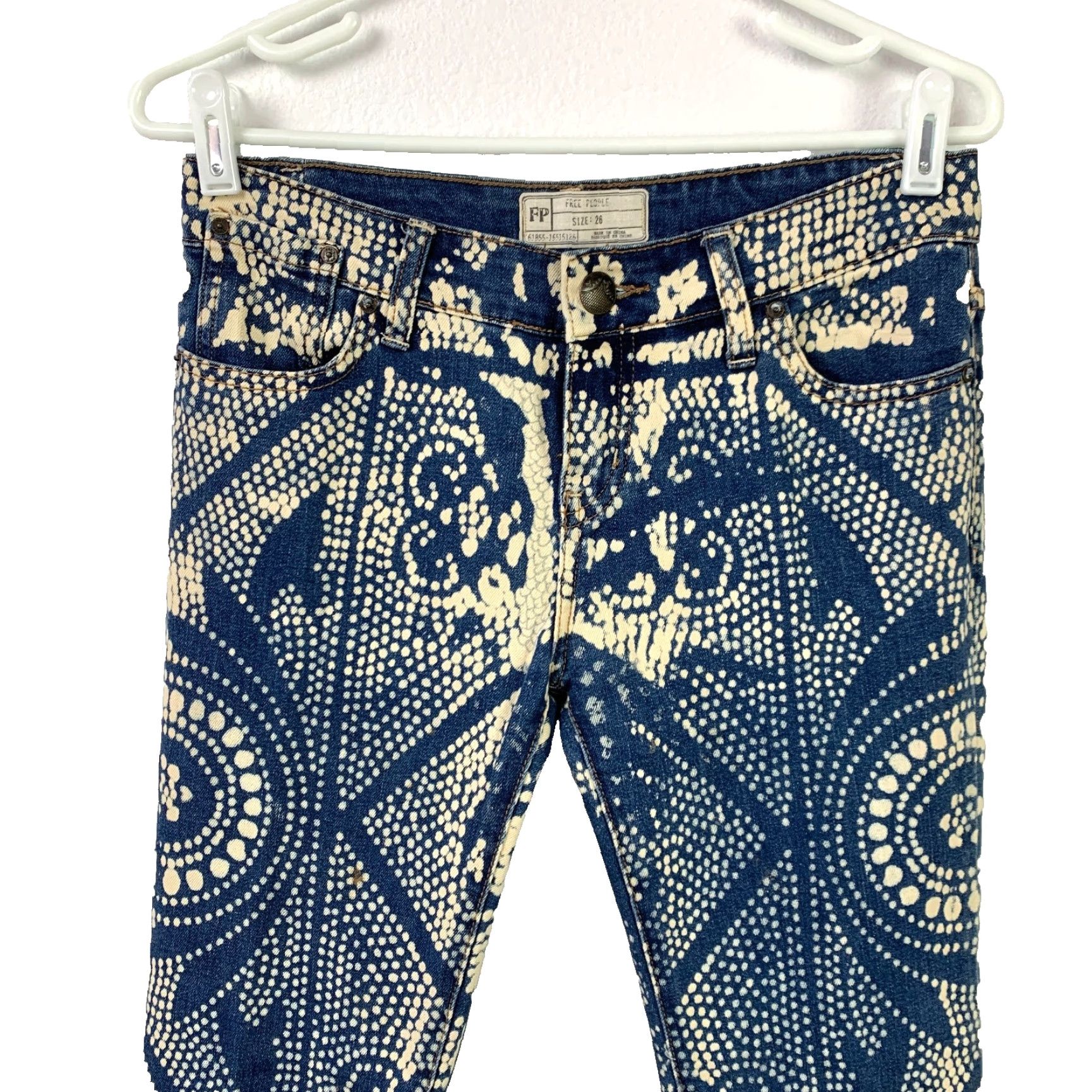 Free People VINTAGE Free People Jeans Flared 5-Pocket Denim Bohemian Festival Indigo 26 Womens Regular Inseam 32.5" Blue Rise Low 6.5-8.5" Button Zip Size 26" / US 2 / IT 38 - 2 Thumbnail