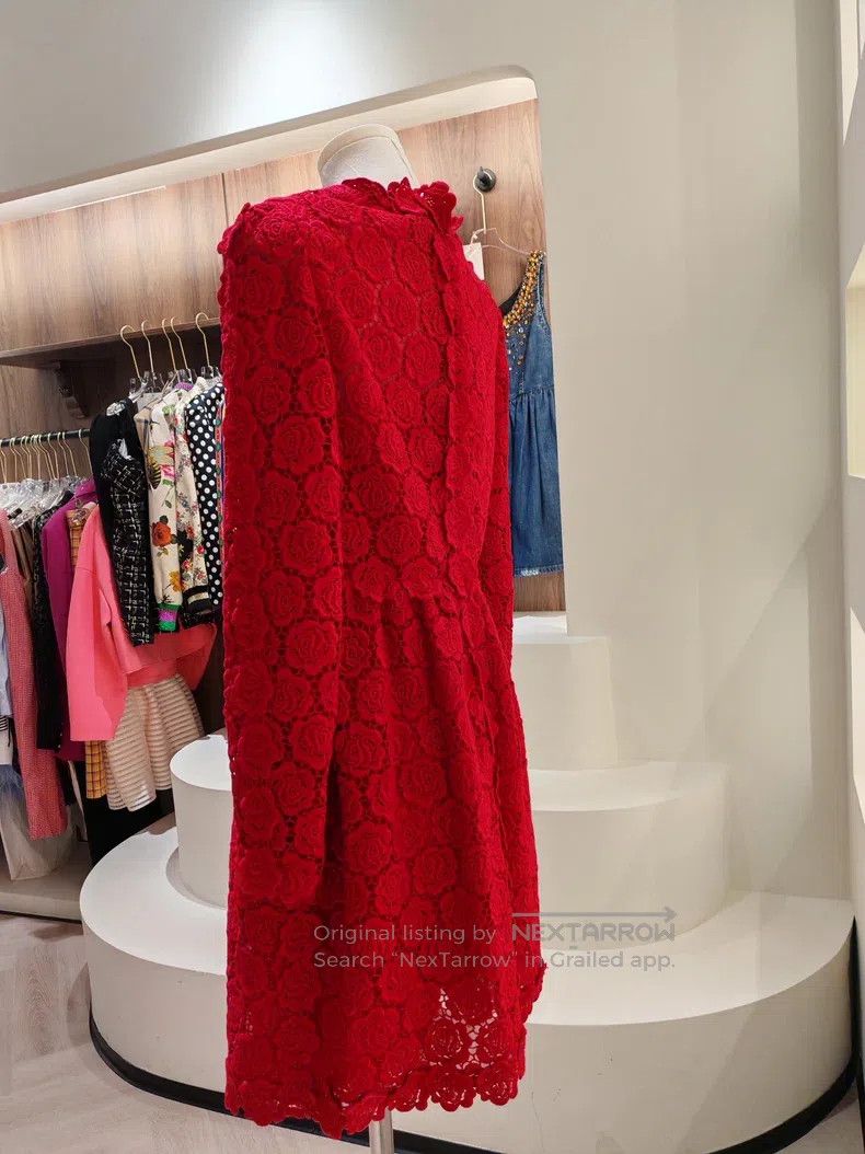 Valentino Valentino Red rose lace dress Size S / US 4 / IT 40 - 4 Thumbnail