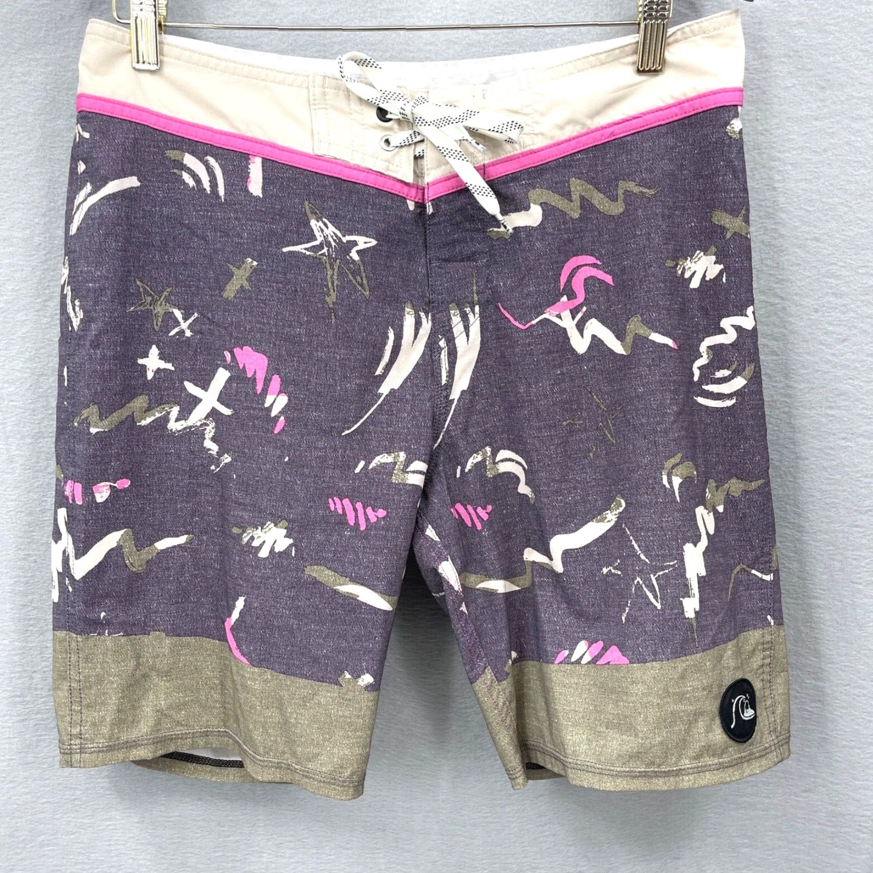 Quiksilver Quicksilver Board Shorts Mens Small Dry Flight Swim Trunks Unlined Preppy Surf Gray Polyester Blended Fabric with Drawstring Pockets Mens Size US 29 - 2 Thumbnail