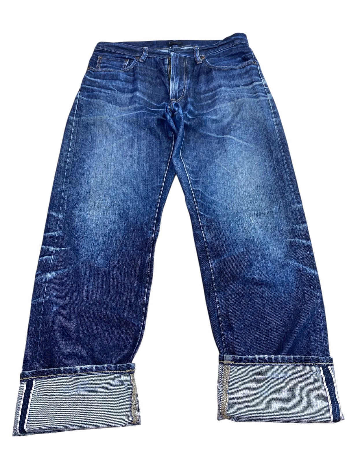 Uniqlo Uniqlo X Selvedge Whiskers Faded Wash Style Straight Jeans Size US 33 - 9 Thumbnail
