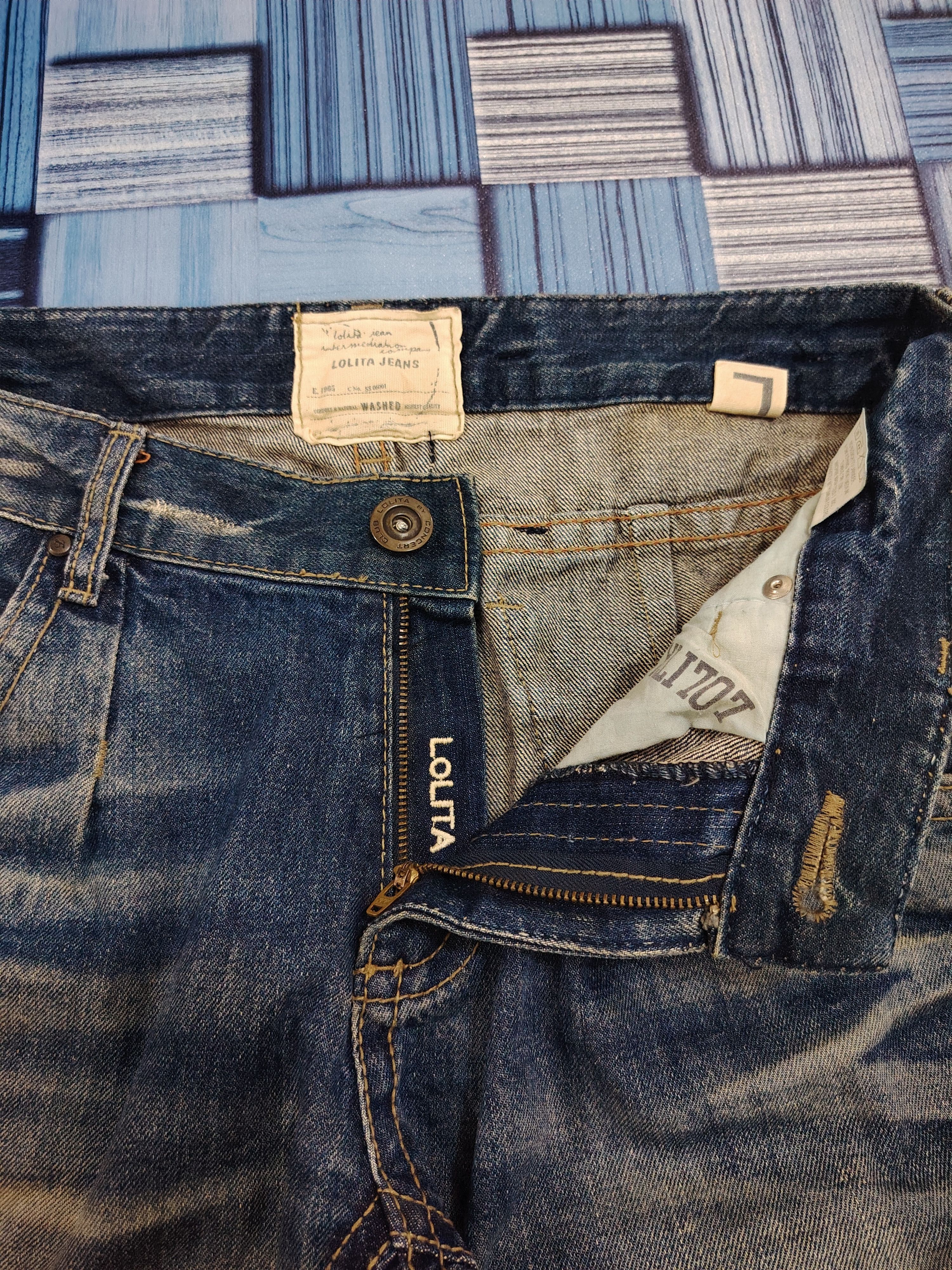 If Six Was Nine Rare!!! Lolita denim distressed flared short jeans Size 31" - 12 Thumbnail
