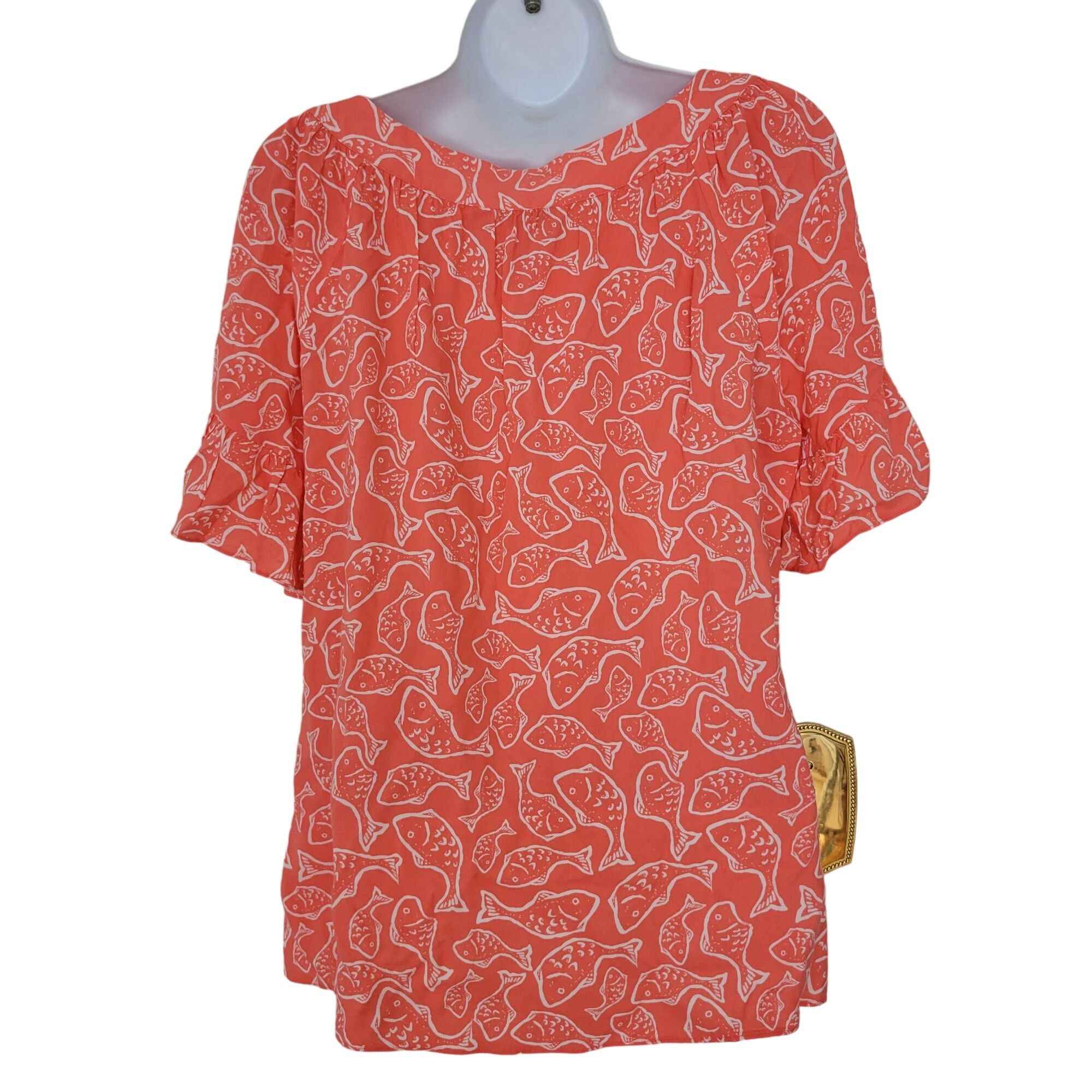 Vineyard Vines Vineyard Vines Fish Print Blouse S Top Pink White Summer Size S / US 4 / IT 40 - 2 Thumbnail