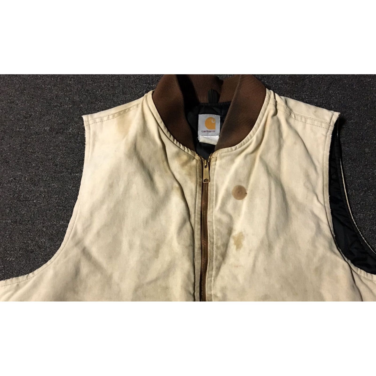 Carhartt VINTAGE Carhartt Vest 2XL Quilt Lined USA Beige Distressed 90s 80s Grunge Biker Punk Linen/Canvas Style: Motorcycle Jacket Mens Size US XXL / EU 58 / 5 - 3 Thumbnail