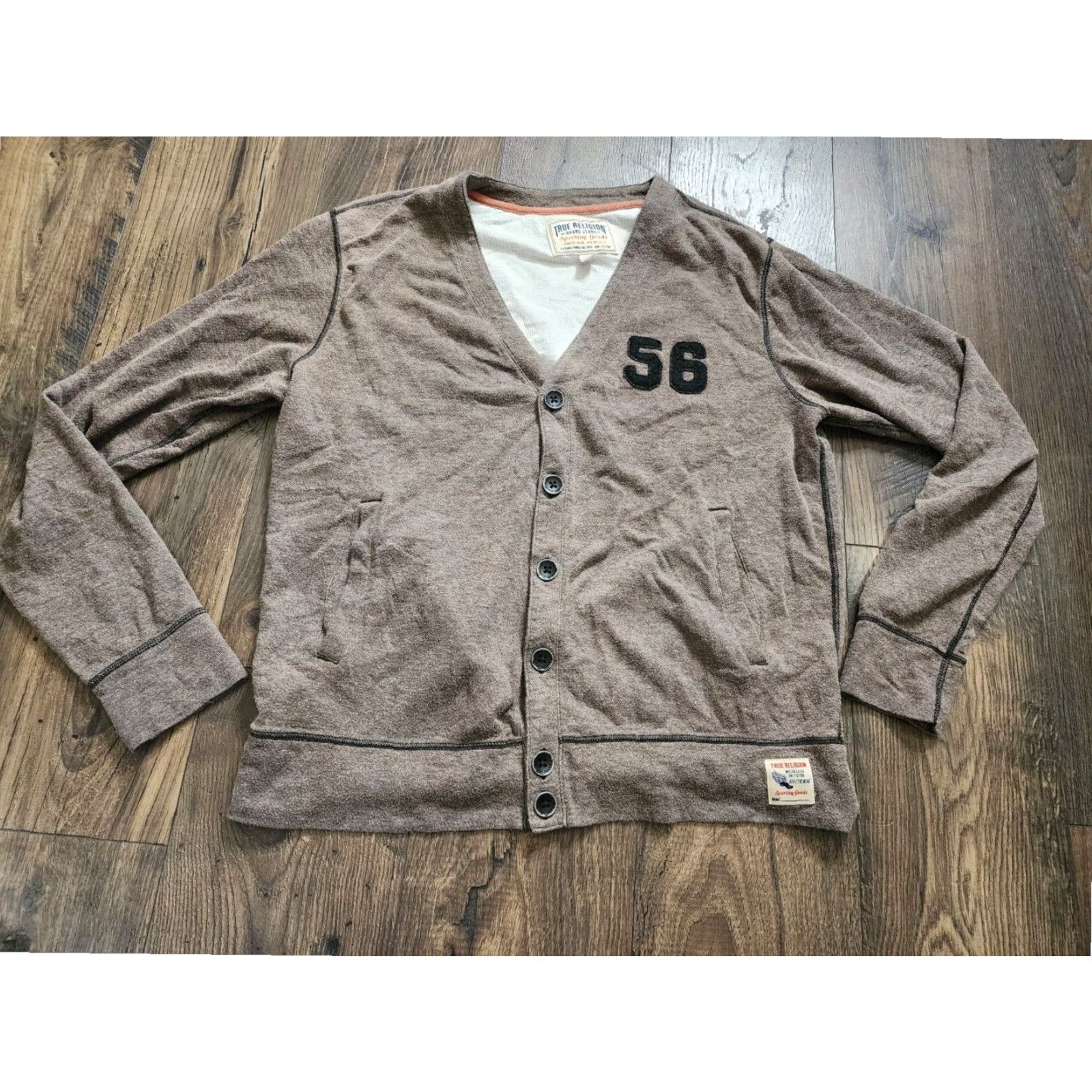 True Religion True Religion Athletic Club Cardigan Sweater Mens XL Beige Football Sport Size US XL / EU 56 / 4 - 4 Thumbnail