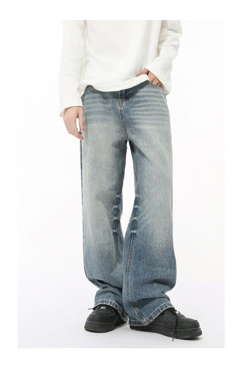 Vintage Men's Japanese Retro Loose Straight Washed Distressed Jeans Size US 32 / EU 48 - 1 Thumbnail