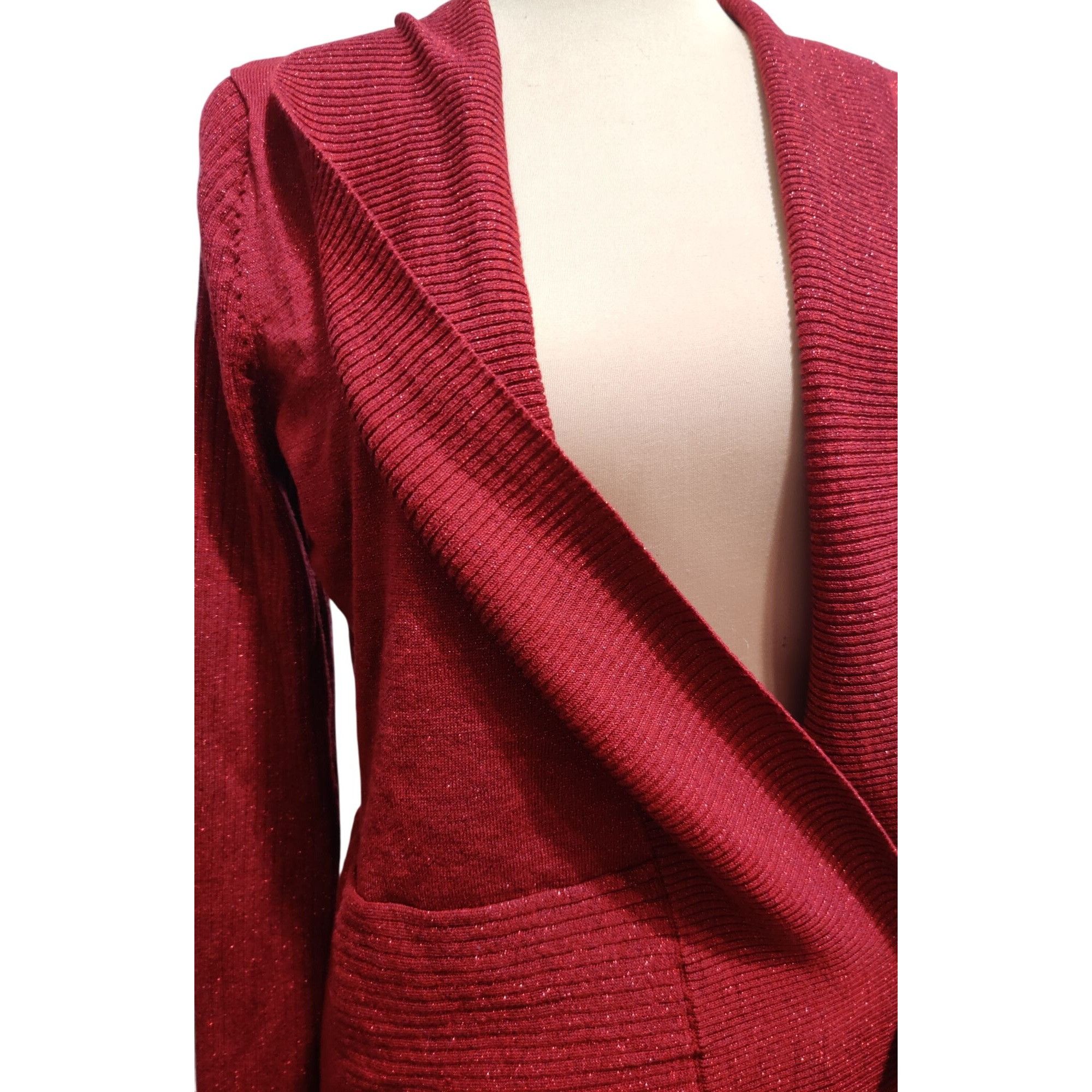 Other 89th + Madison XL Womens Sweater Red Metallic Ribbed Open Fr Size XL / US 12-14 / IT 48-50 - 2 Thumbnail