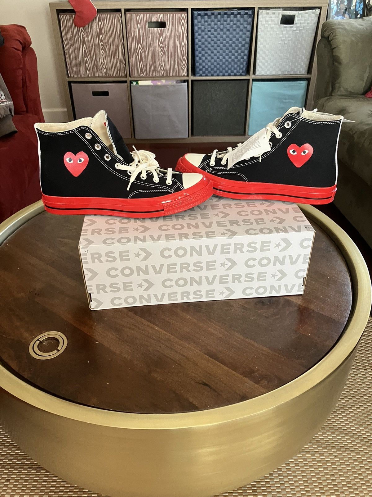 image of New Converse X Comme Des Garcons Play Chuck 70 Hi Shoes in Black, Men's (Size 11)