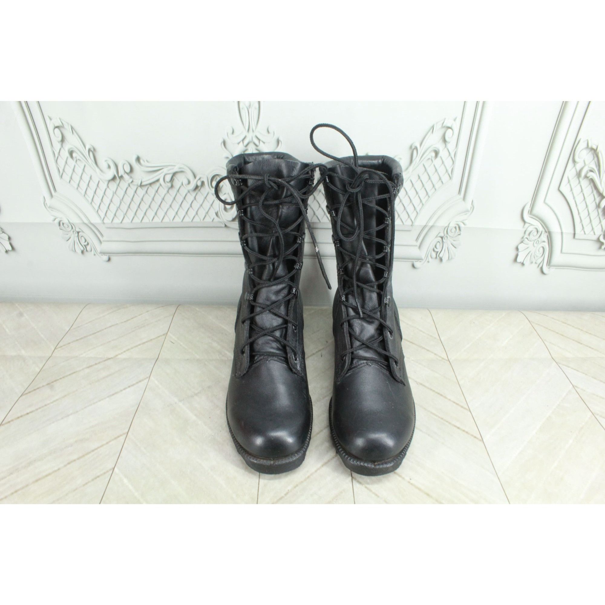 Other Ro-Search Black Leather Lace Up Round Toe Combat Boots Size US 6 / IT 36 - 5 Thumbnail