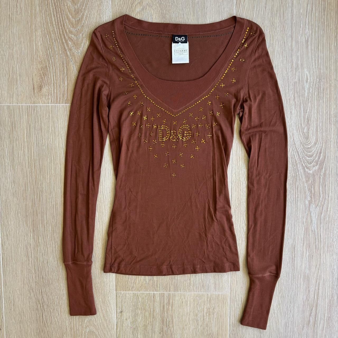 Dolce & Gabbana Dolce & Gabbana Rhinestone Long Sleeve y2k Rayon Top Size S / US 4 / IT 40 - 1 Thumbnail