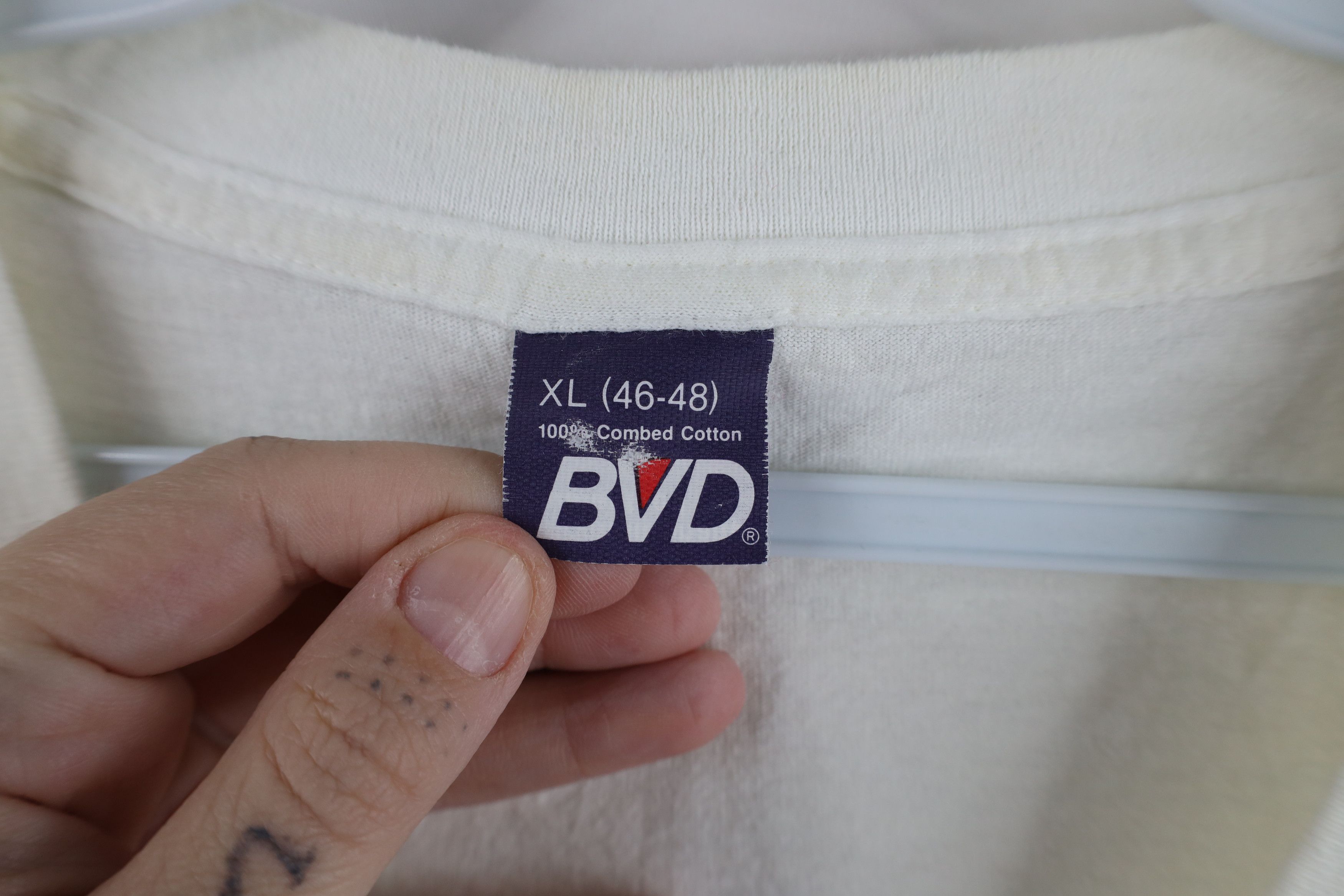 Vintage Vintage 70s Streetwear Blank Cotton V-Neck T-Shirt White USA Size US XL / EU 56 / 4 - 6 Thumbnail