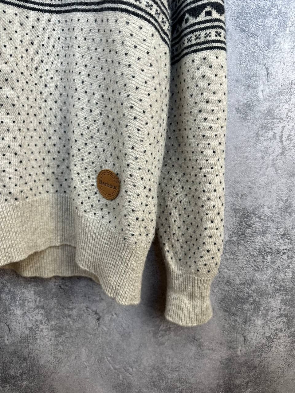 Barbour Barbour Witham Shawl Neck Ecru Lambswool Fair Isle Sweater Size US XL / EU 56 / 4 - 8 Thumbnail