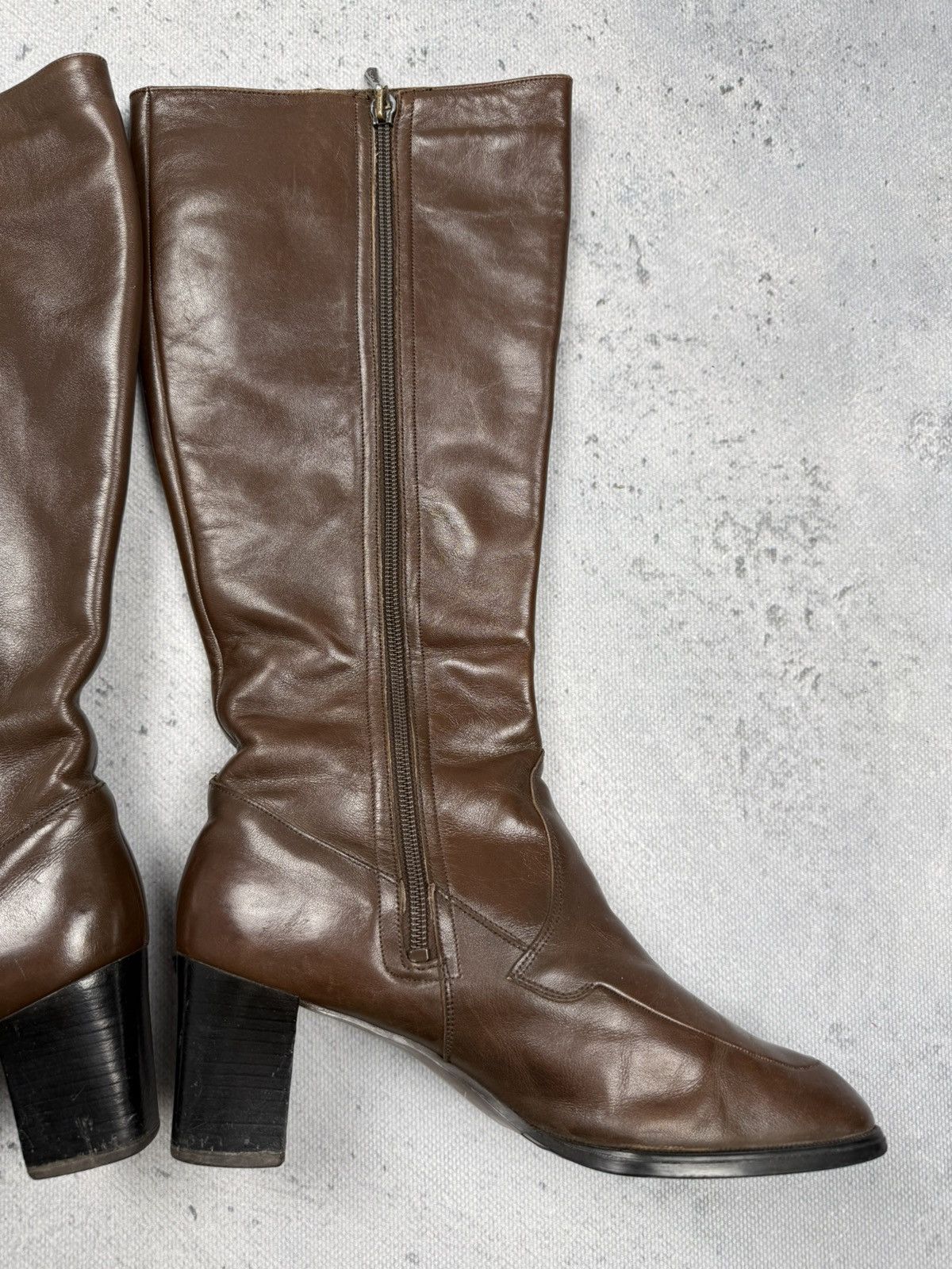 Bally Vintage Bally Brown Leather Knee High Boots Square Toe 70s Size US 6 / IT 36 - 14 Thumbnail