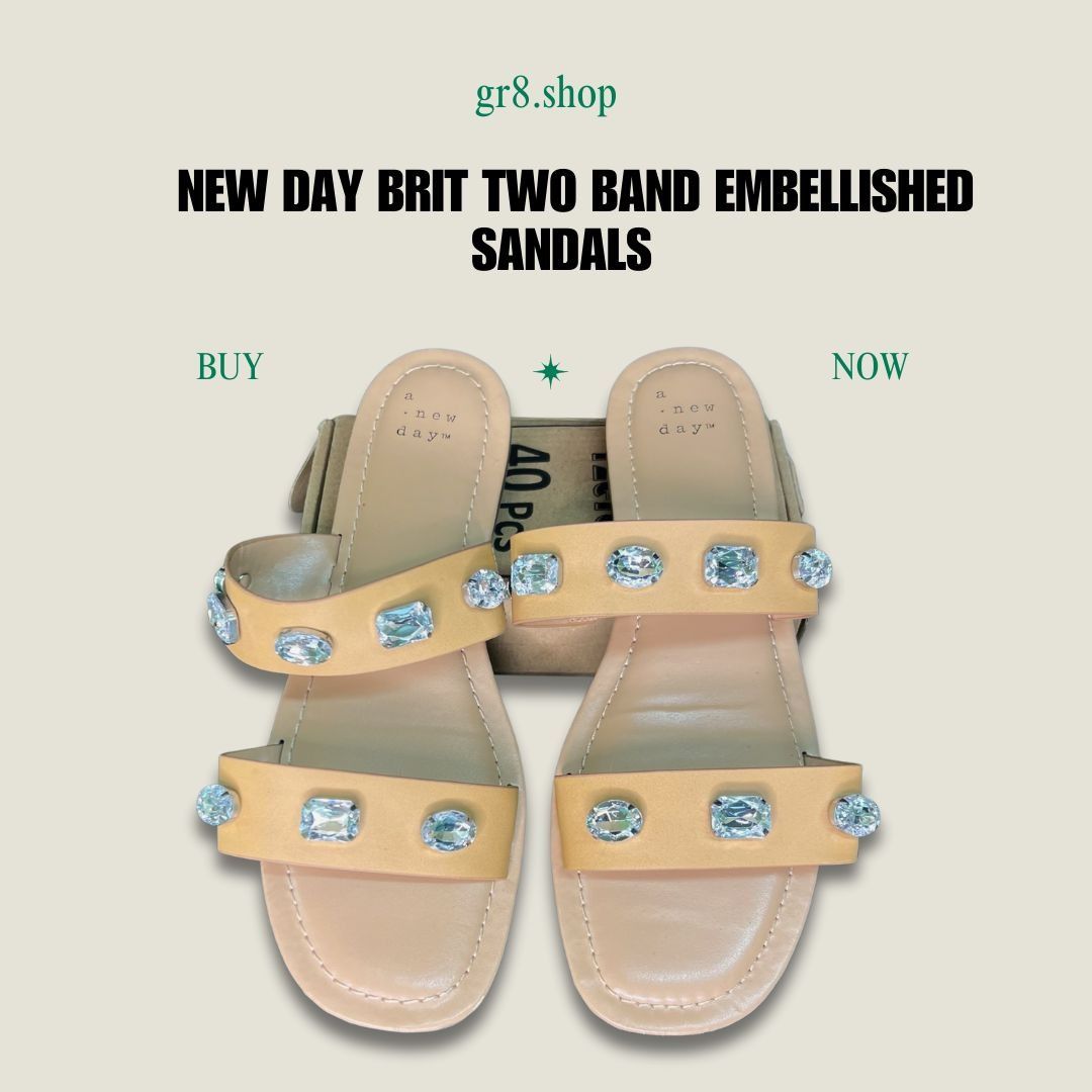 Other A New Day Womens Embellished Two-Band Sandals Size 7.5 Bei Size US 7.5 / IT 37.5 - 1 Thumbnail