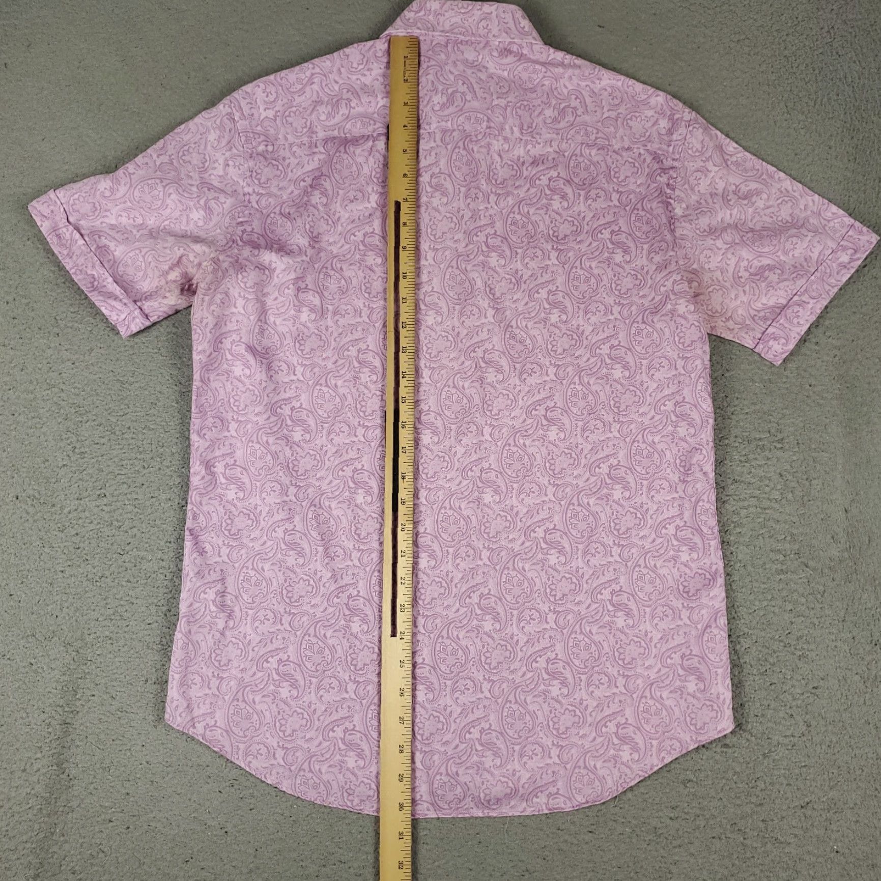 BUGATCHI Bugatchi Uomo Shirt Mens Medium Pink Paisley Shaped Fit Button Up Short Sleeve Size US M / EU 48-50 / 2 - 5 Thumbnail