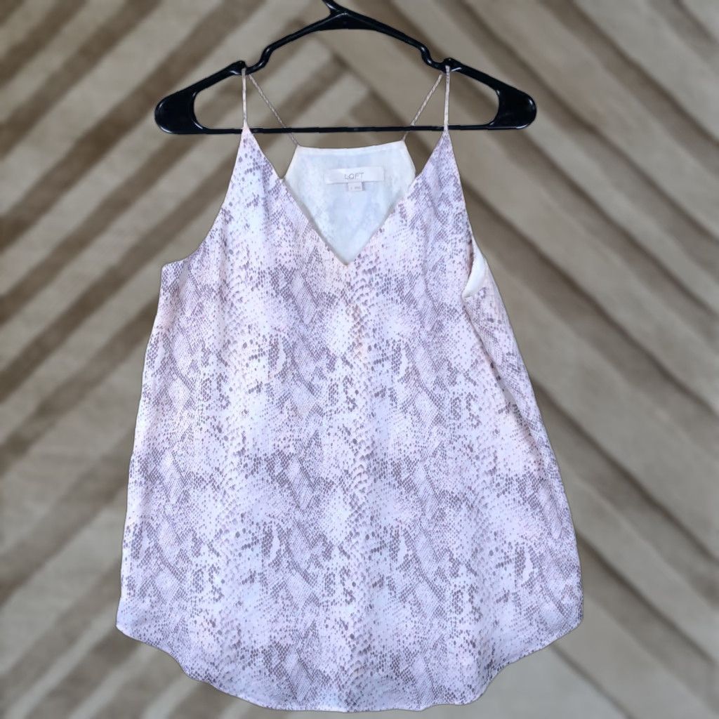 Loft LOFT Womens Blouse Pink White Purple Snakeskin Lined V Neck Tank Small Shirt Casual Workwear Womens Size S / US 4 / IT 40 - 1 Thumbnail