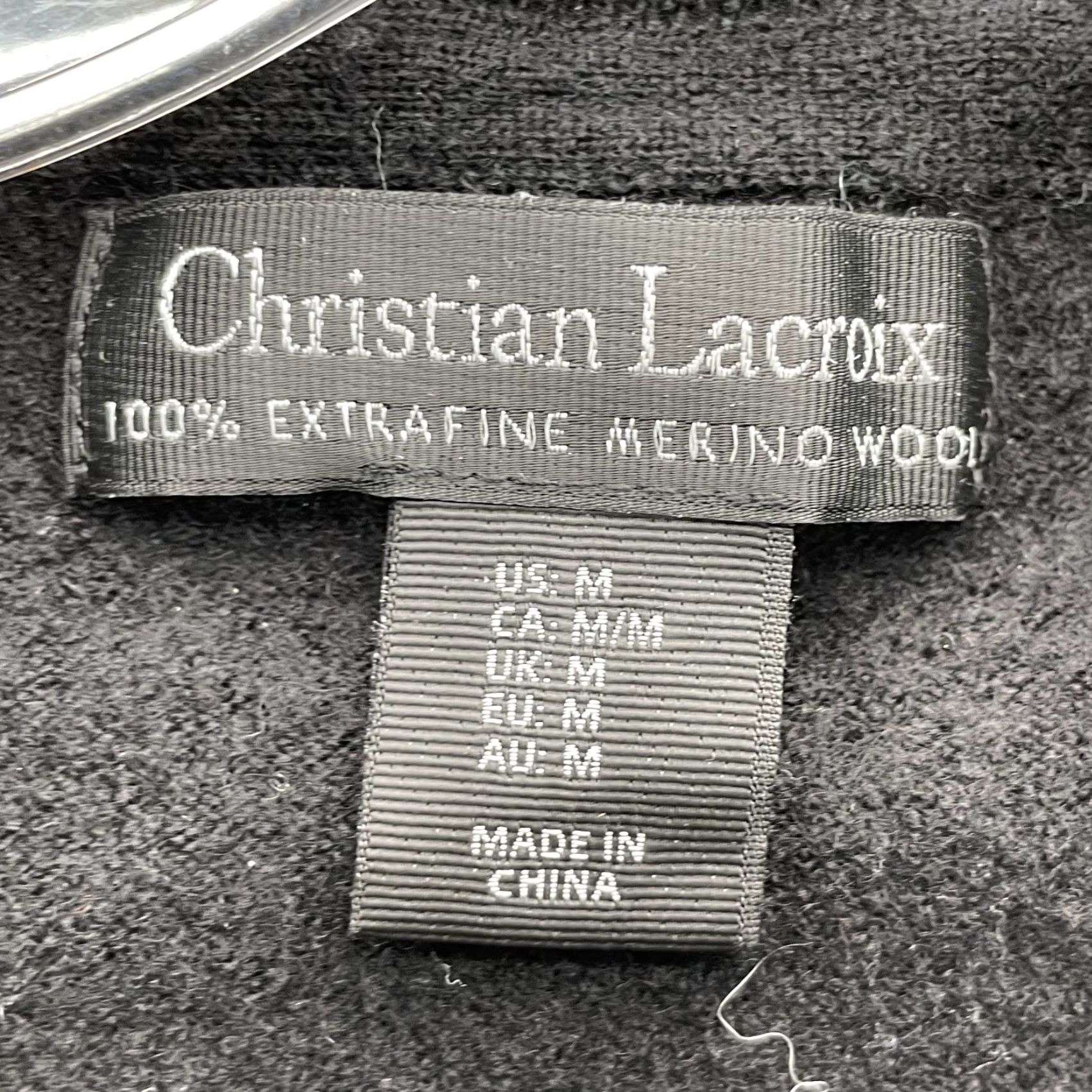 Christian Lacroix VINTAGE Christian Lacroix ExtraFine Merino Wool Sweater Womens Medium Black 1/4 Zip 90's Size M / US 6-8 / IT 42-44 - 3 Thumbnail