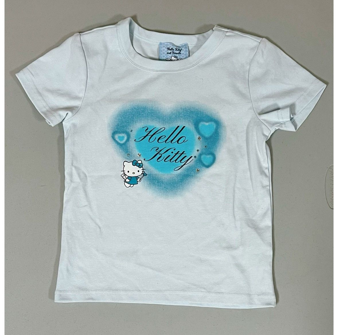 Japanese Brand Hello Kitty Blue Airbrush Tee Shirt Top Size 9/10 (Girls) 🩵✨ Size XS / US 0-2 / IT 36-38 - 2 Thumbnail