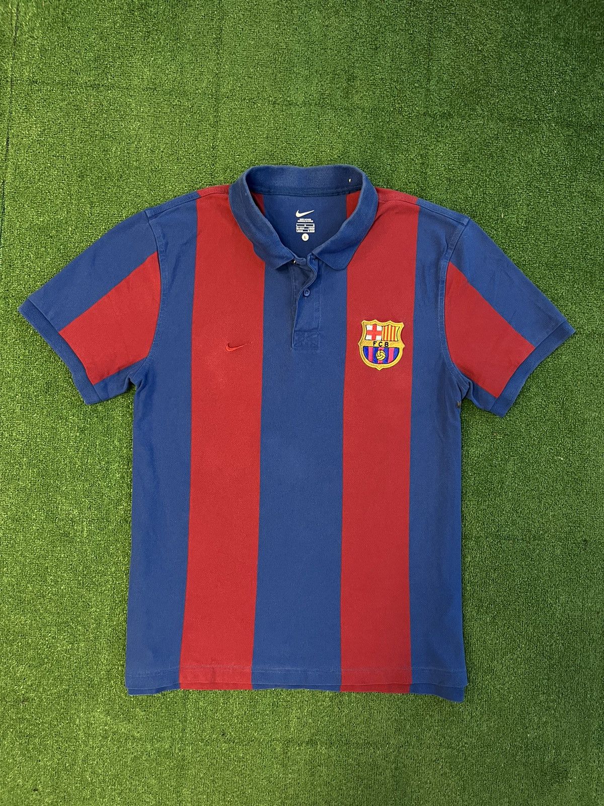 Pre-owned Nike X Soccer Jersey Vintage Blokecore Nike Barcelona Polo Shirt Football Jersey In Striped