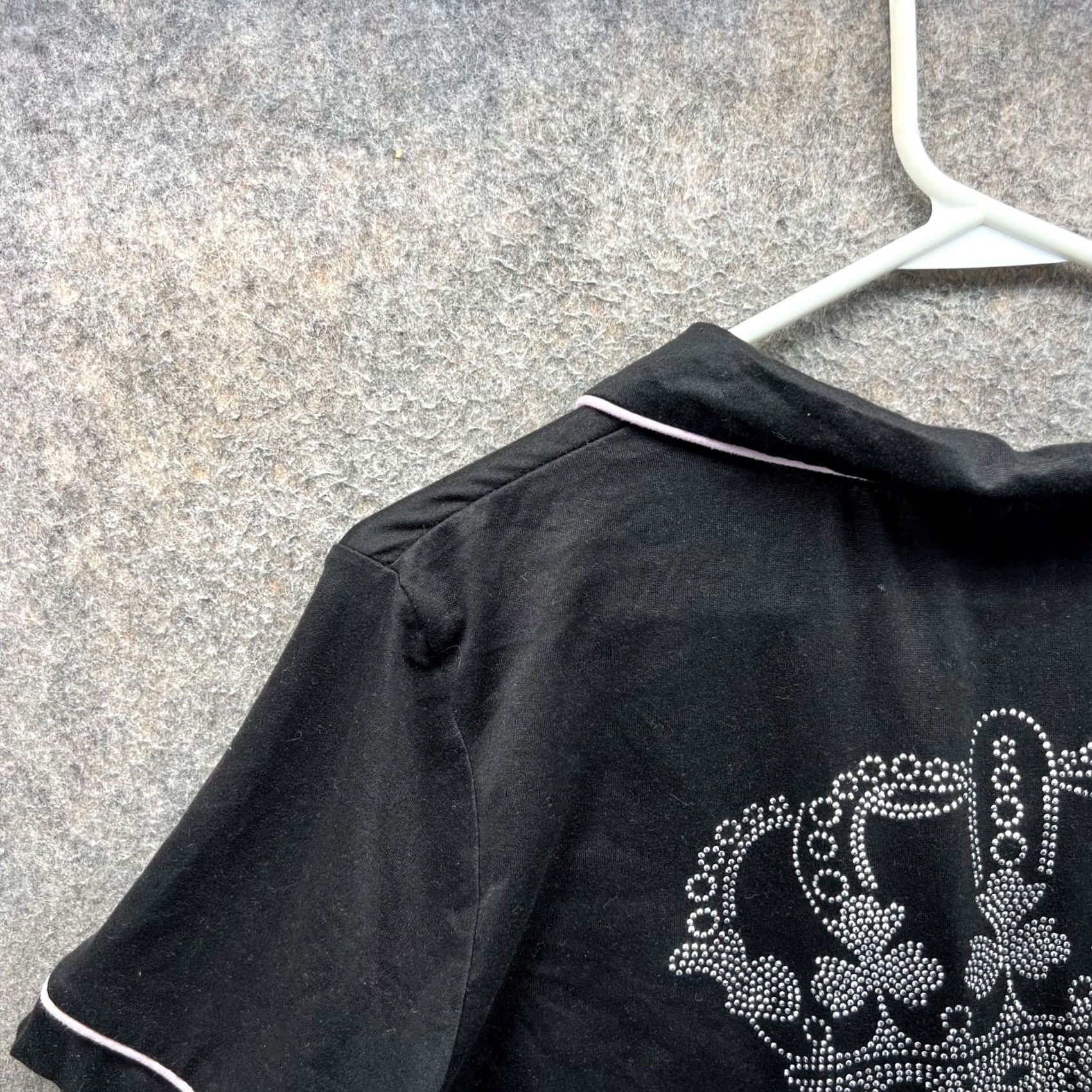 Juicy Couture Juicy Couture Pajama Top Womens Large Black Crown Pink Embellish Shirt Size L / US 10 / IT 46 - 7 Thumbnail