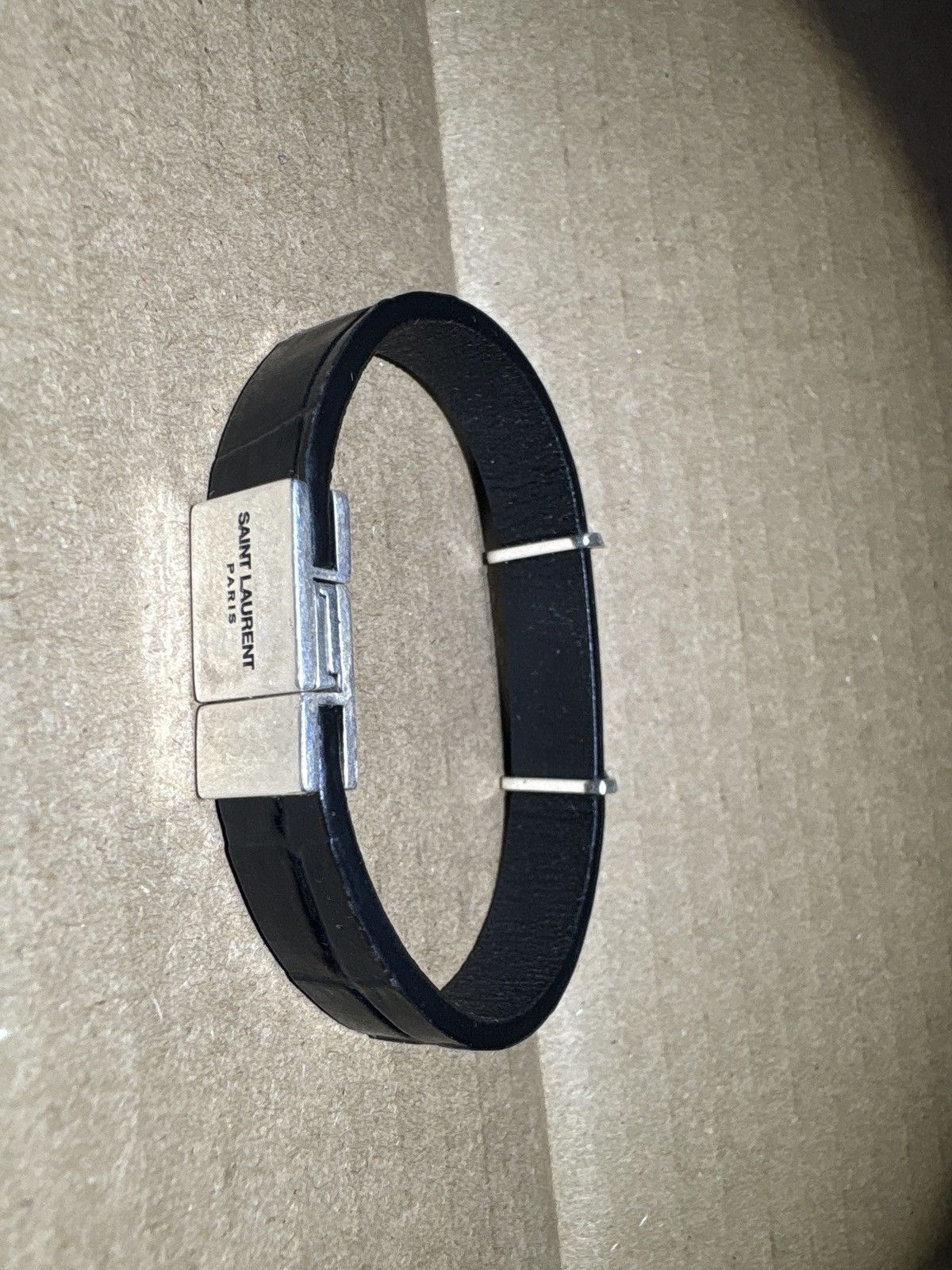 Yves Saint Laurent SAINT LAURENT Cassandre Croc-Effect Leather and Silver-Tone Size ONE SIZE - 2 Thumbnail
