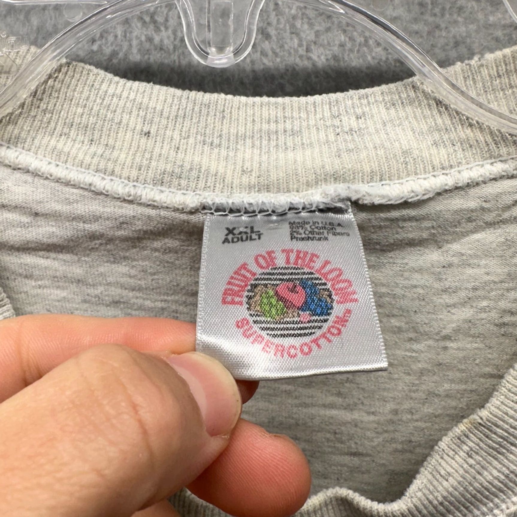 Fruit Of The Loom VINTAGE Fruit of the Loom Shirt Mens XL Gray 80s School Classic T-Shirt Size US XL / EU 56 / 4 - 6 Thumbnail