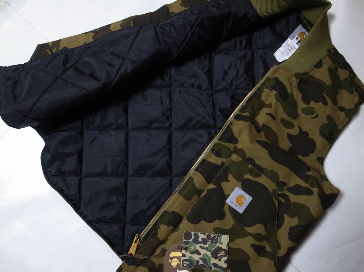 Bape VERY RARE OG 2006 A BATHING APE X CARHARTT GREEN CAMO VEST Size US M / EU 48-50 / 2 - 4 Thumbnail