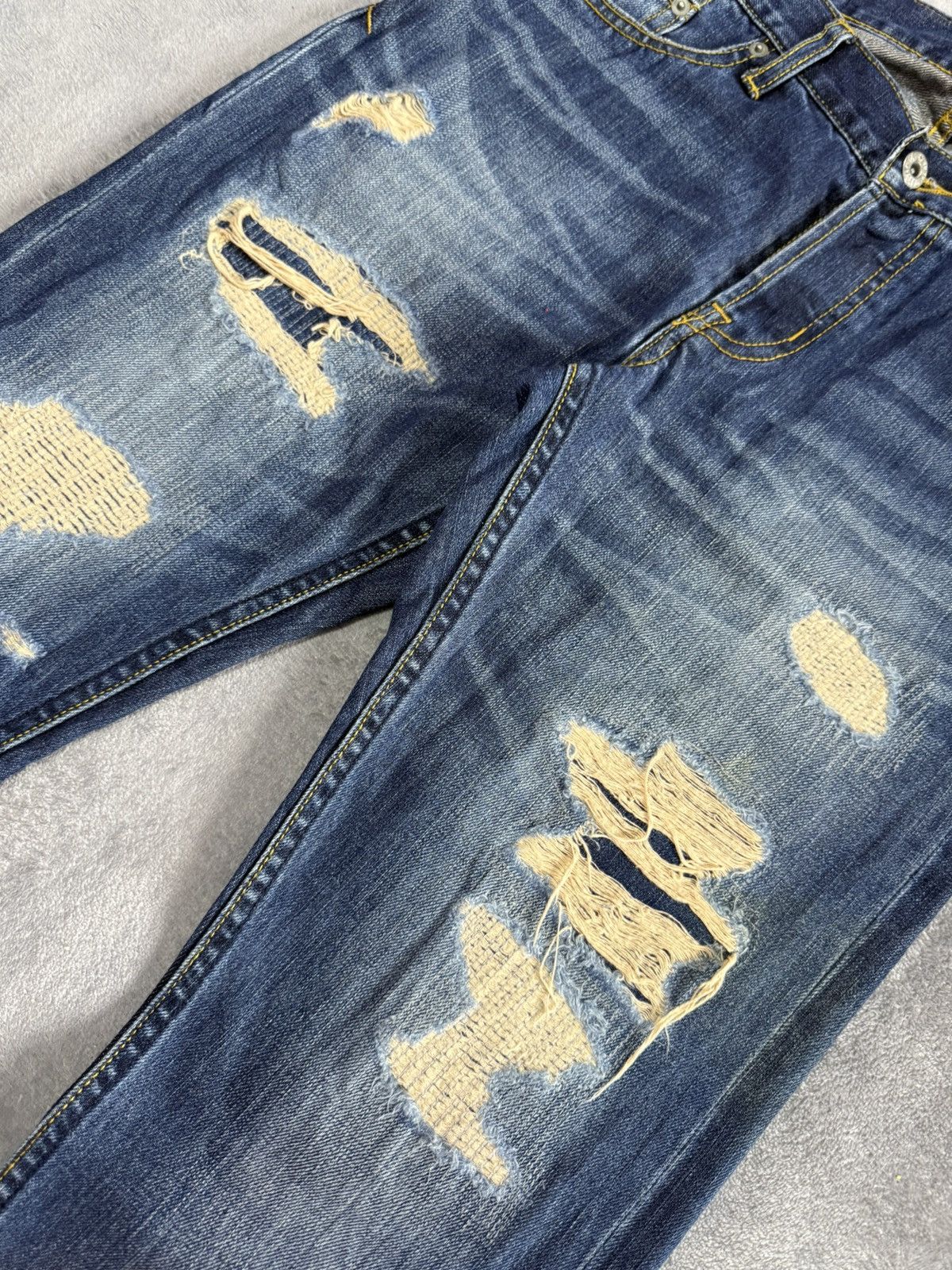 Fad Three × Japanese Brand The Stooge & Co Distressed Repaired Heavy Stitched Jeans Size US 30 / EU 46 - 4 Thumbnail