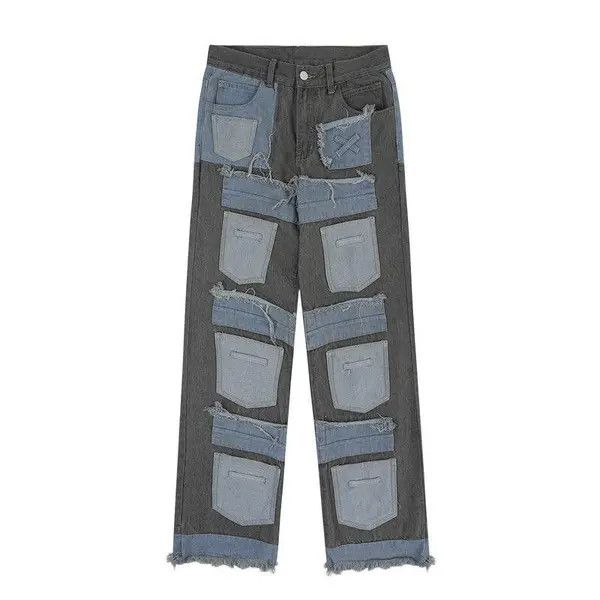 VIBE Patchwork Distressed Wide Leg Jeans Size US 30 / EU 46 - 7 Thumbnail